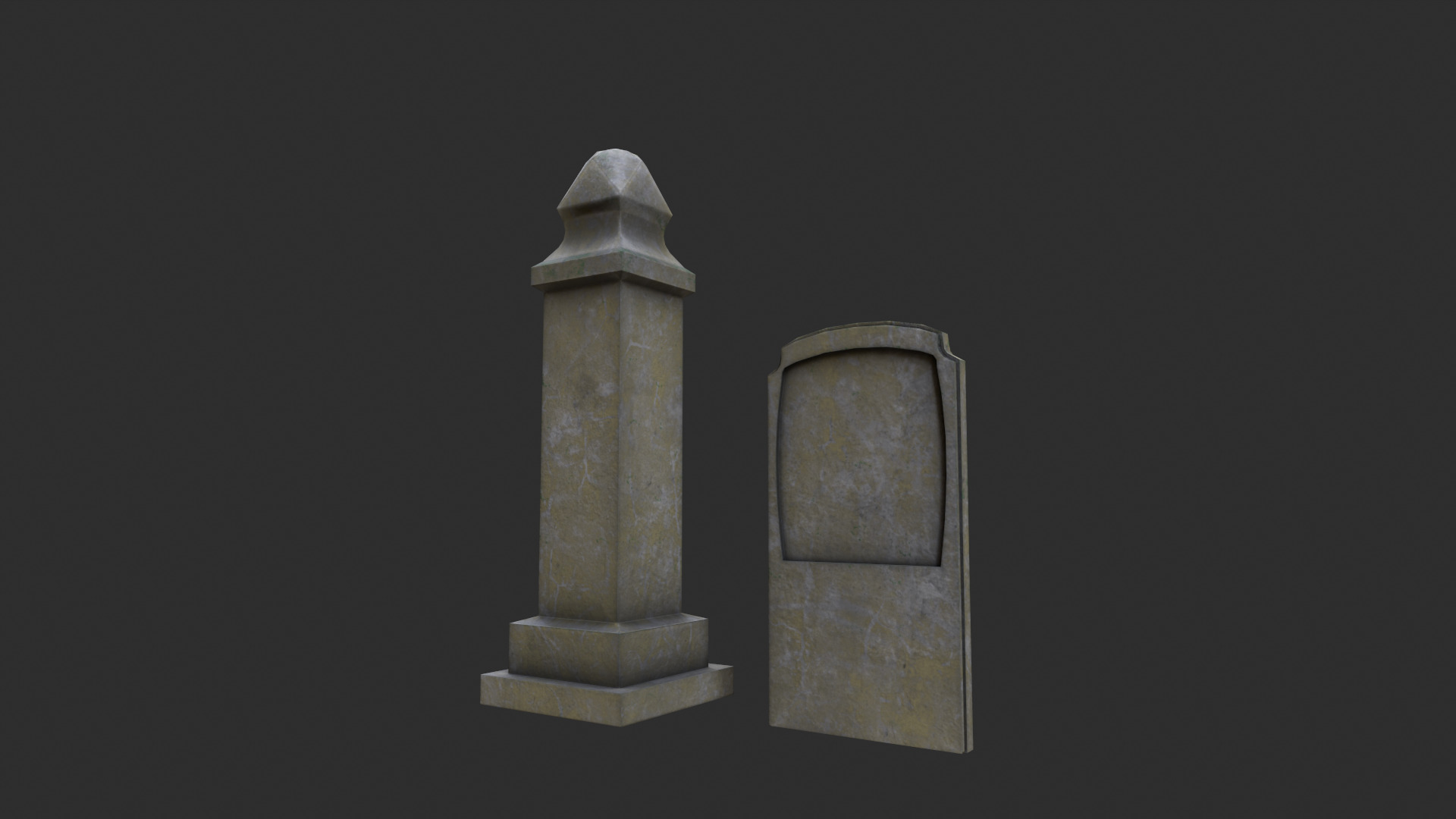 Gravestones Low-poly 3D model_2