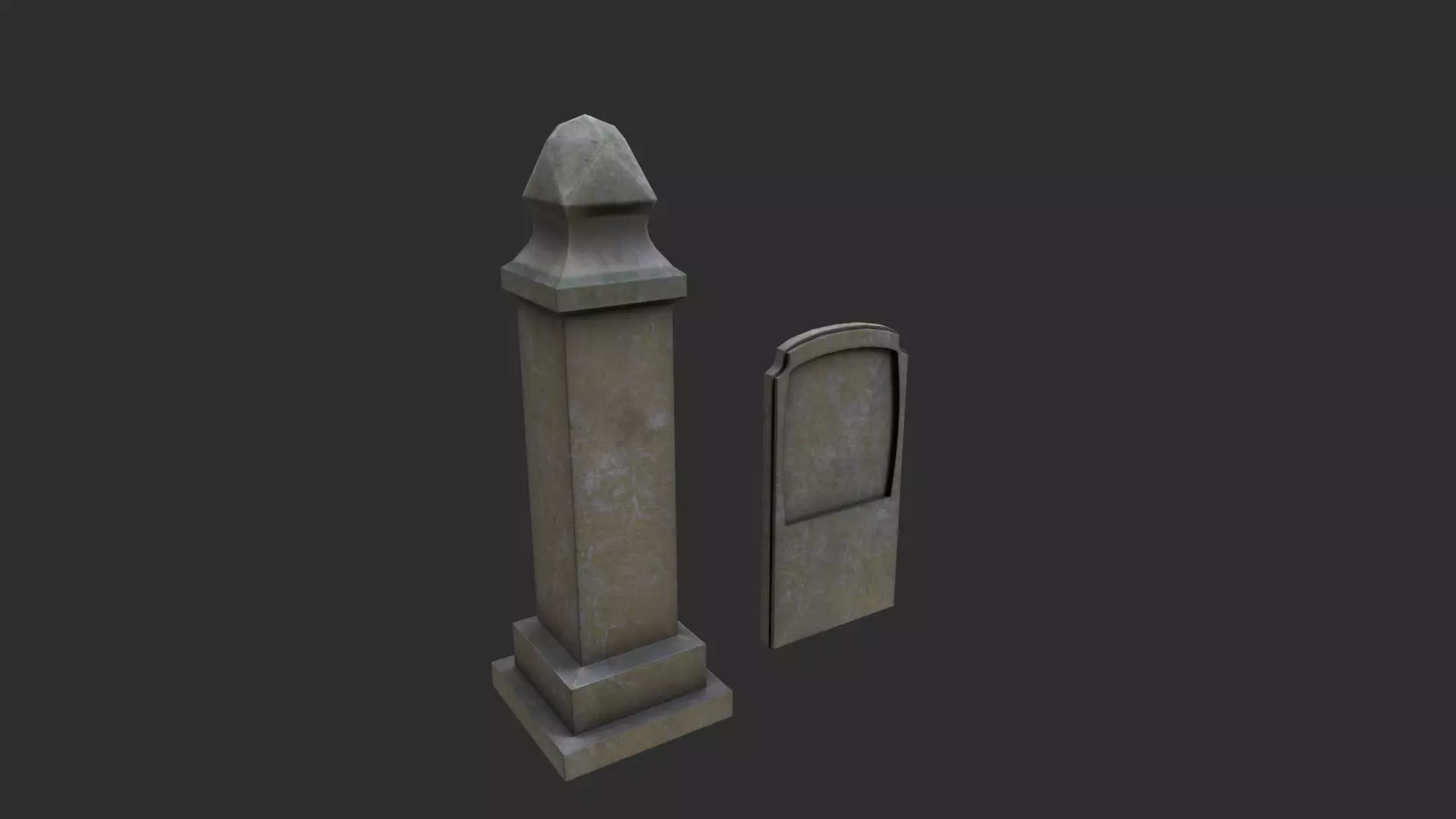 Gravestones Low-poly 3D model_0