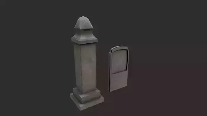 Gravestones Low-poly 3D model