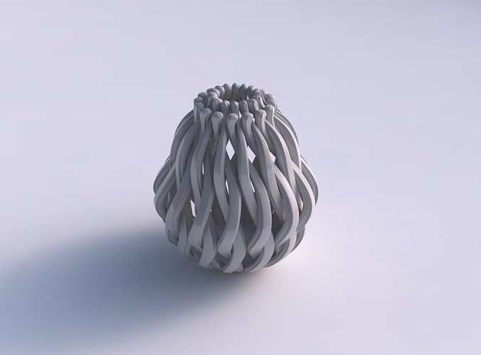 Vase oval compressed twisted with beveled muscle structure and soft tips squeezed