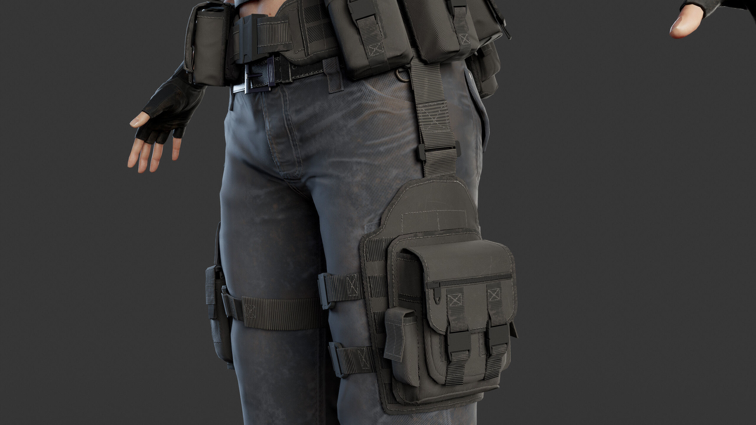 Female Soldier Low-poly 3D model_21