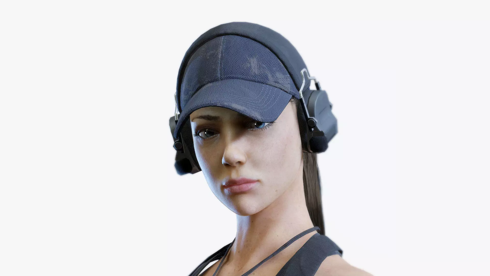 Female Soldier Low-poly 3D model_0