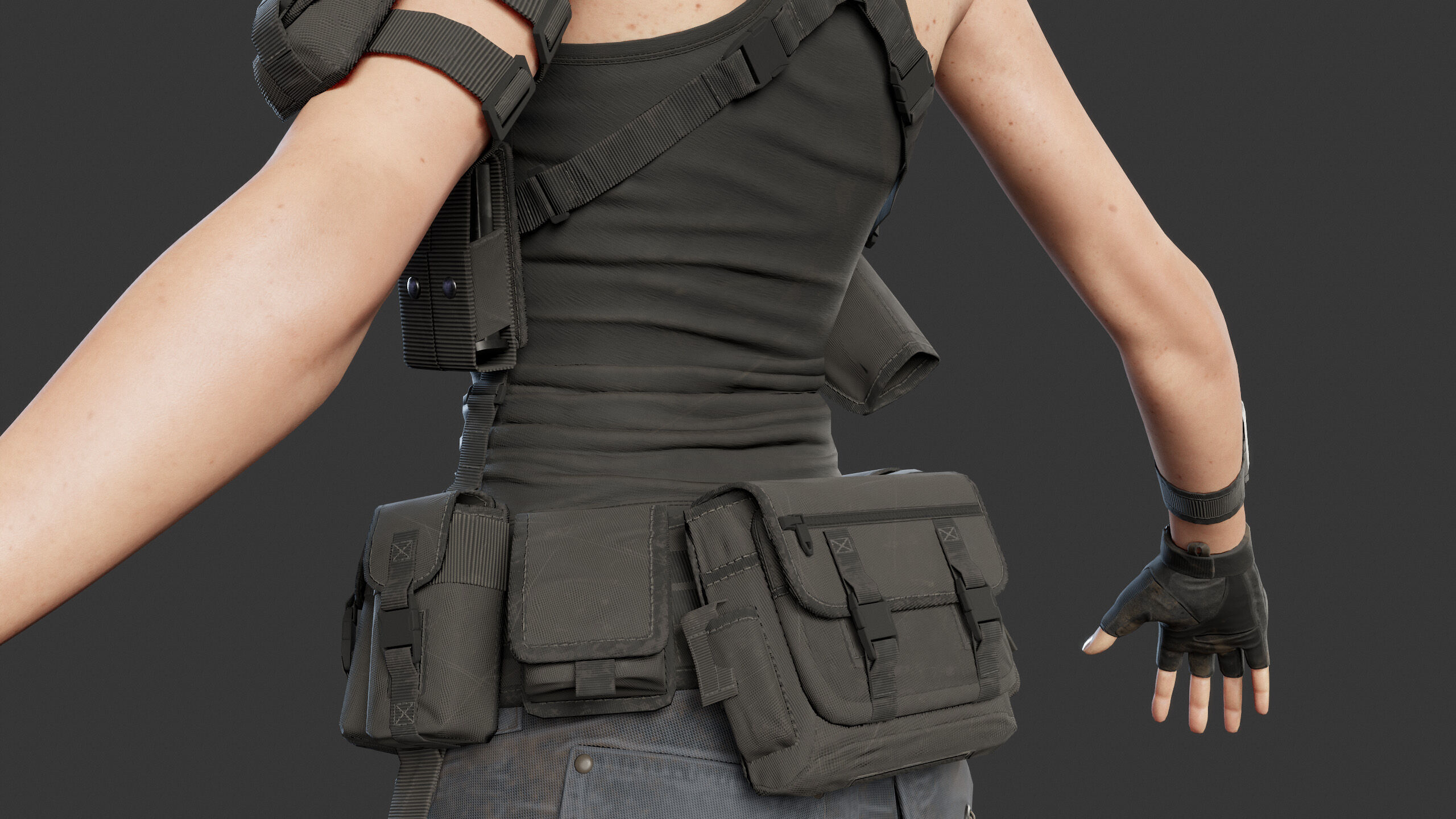 Female Soldier Low-poly 3D model_20