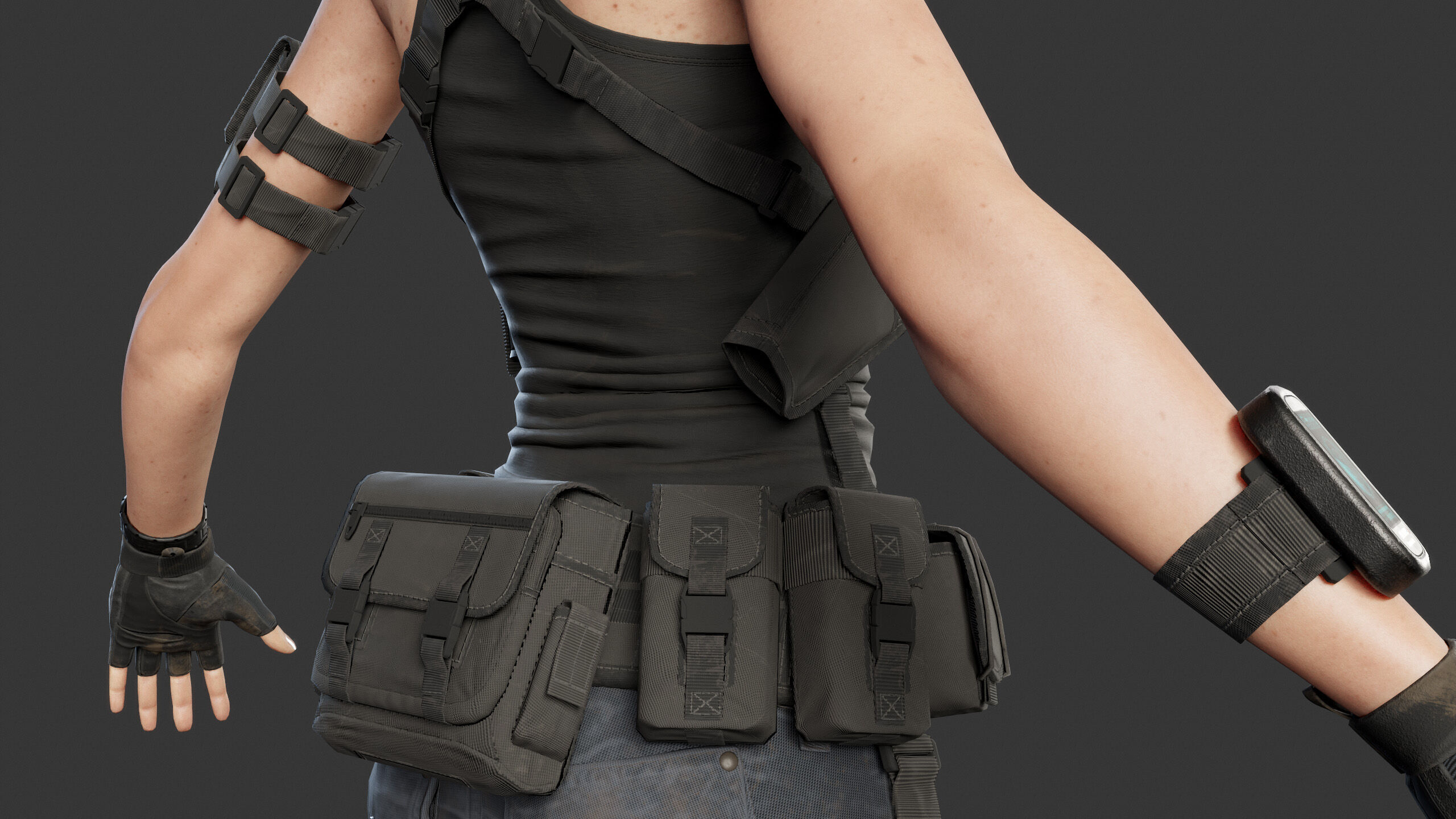 Female Soldier Low-poly 3D model_19