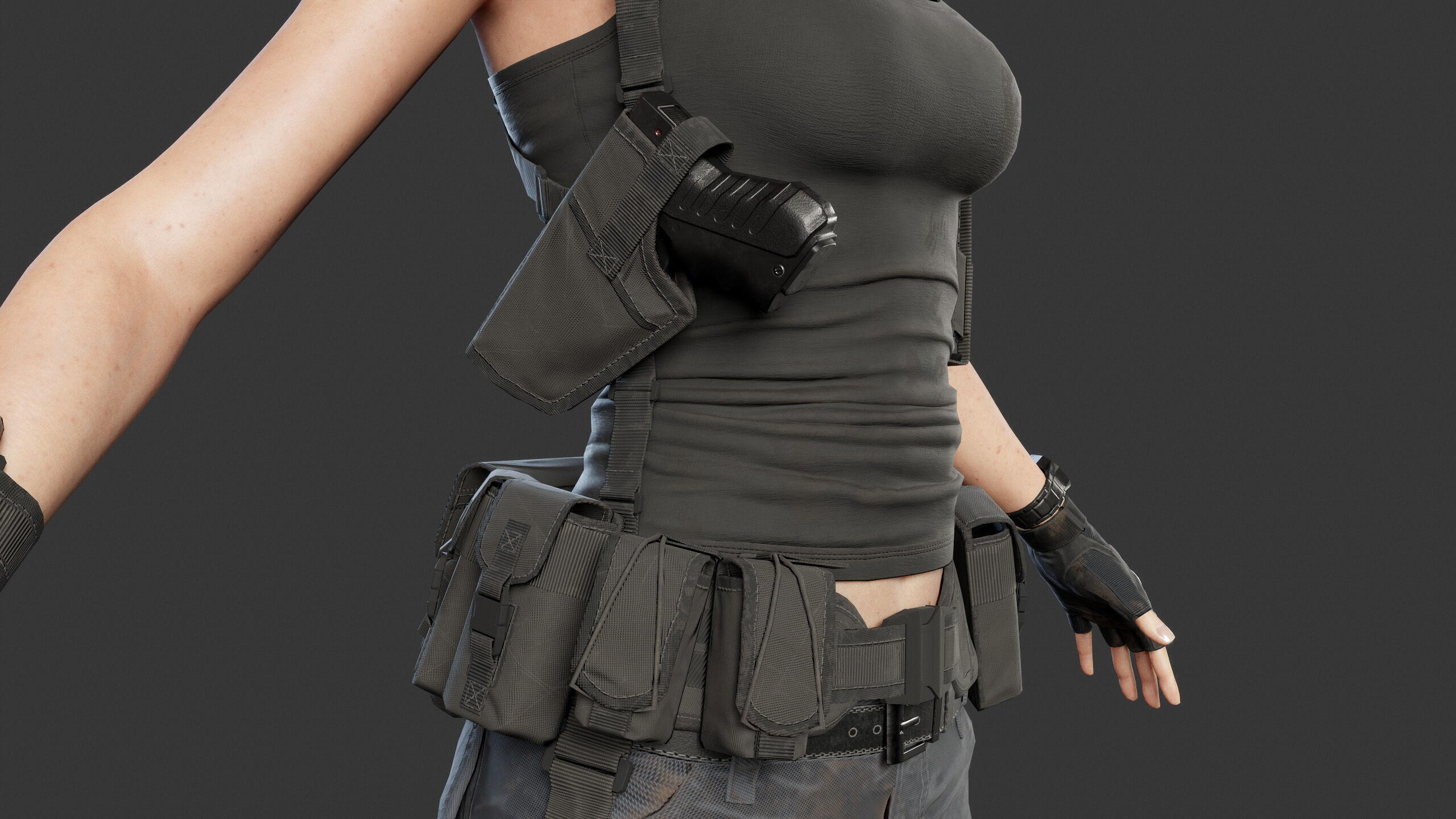 Female Soldier Low-poly 3D model_18