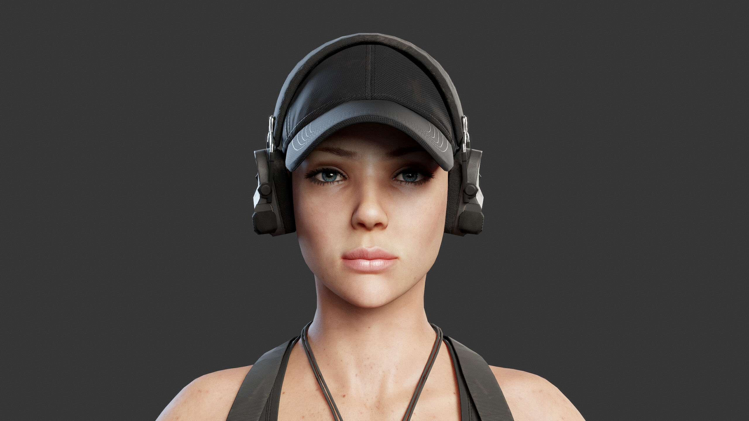 Female Soldier Low-poly 3D model_4