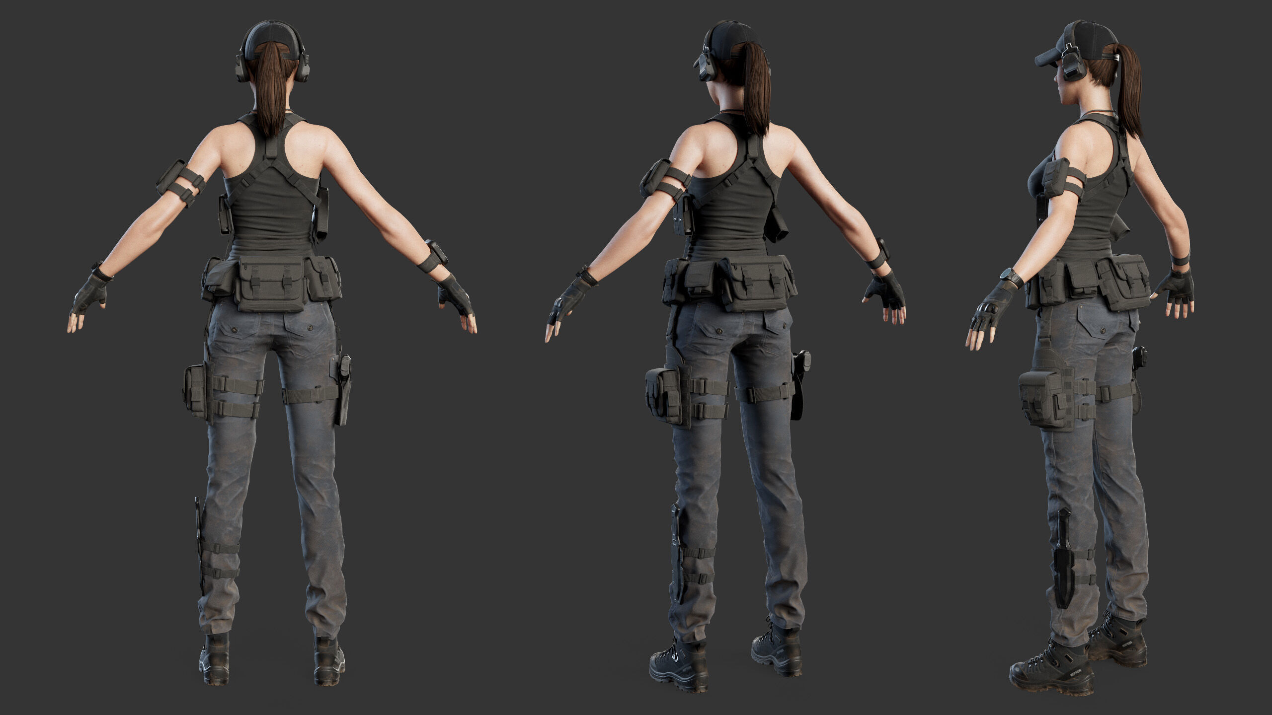 Female Soldier Low-poly 3D model_29