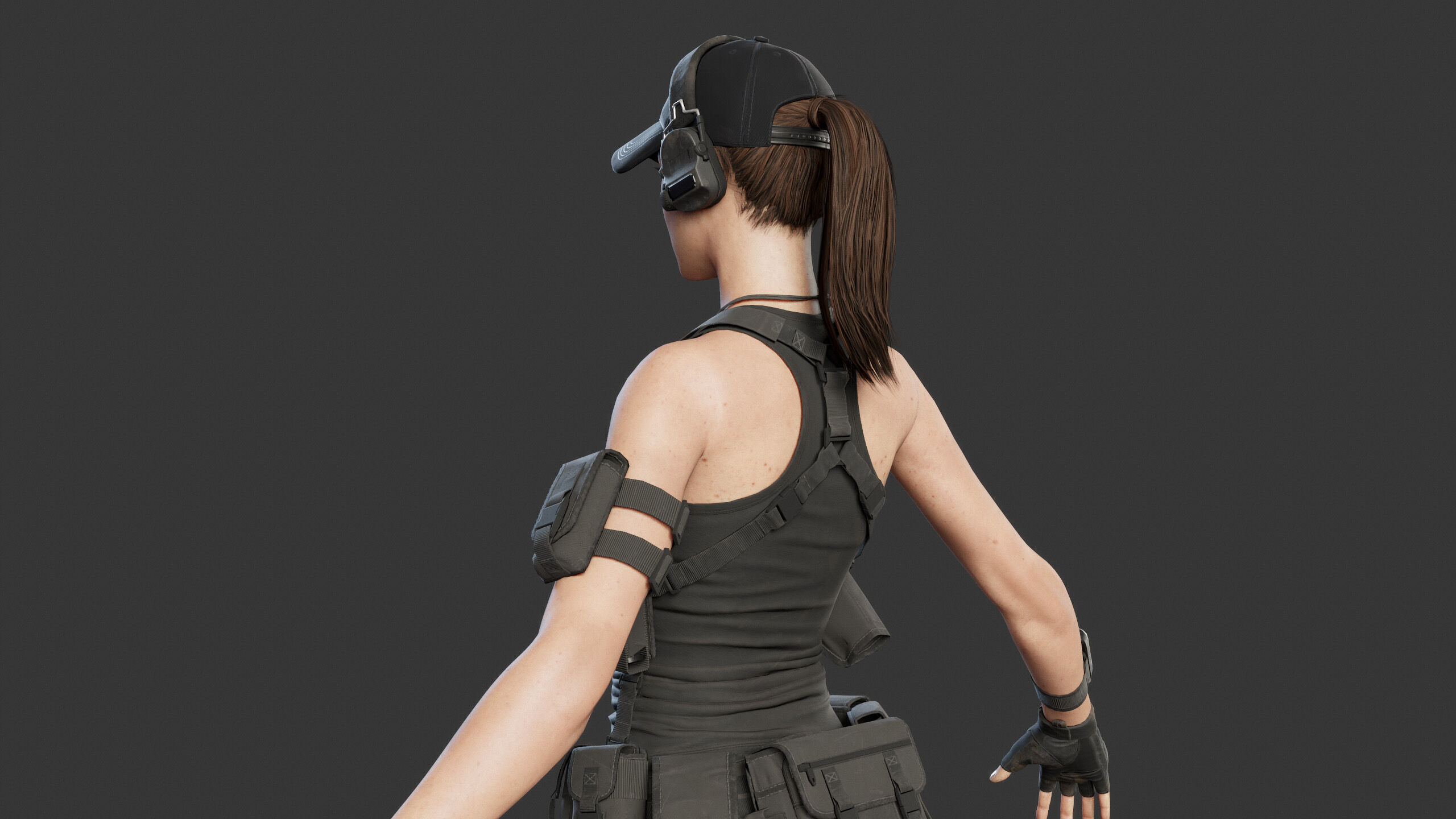 Female Soldier Low-poly 3D model_16