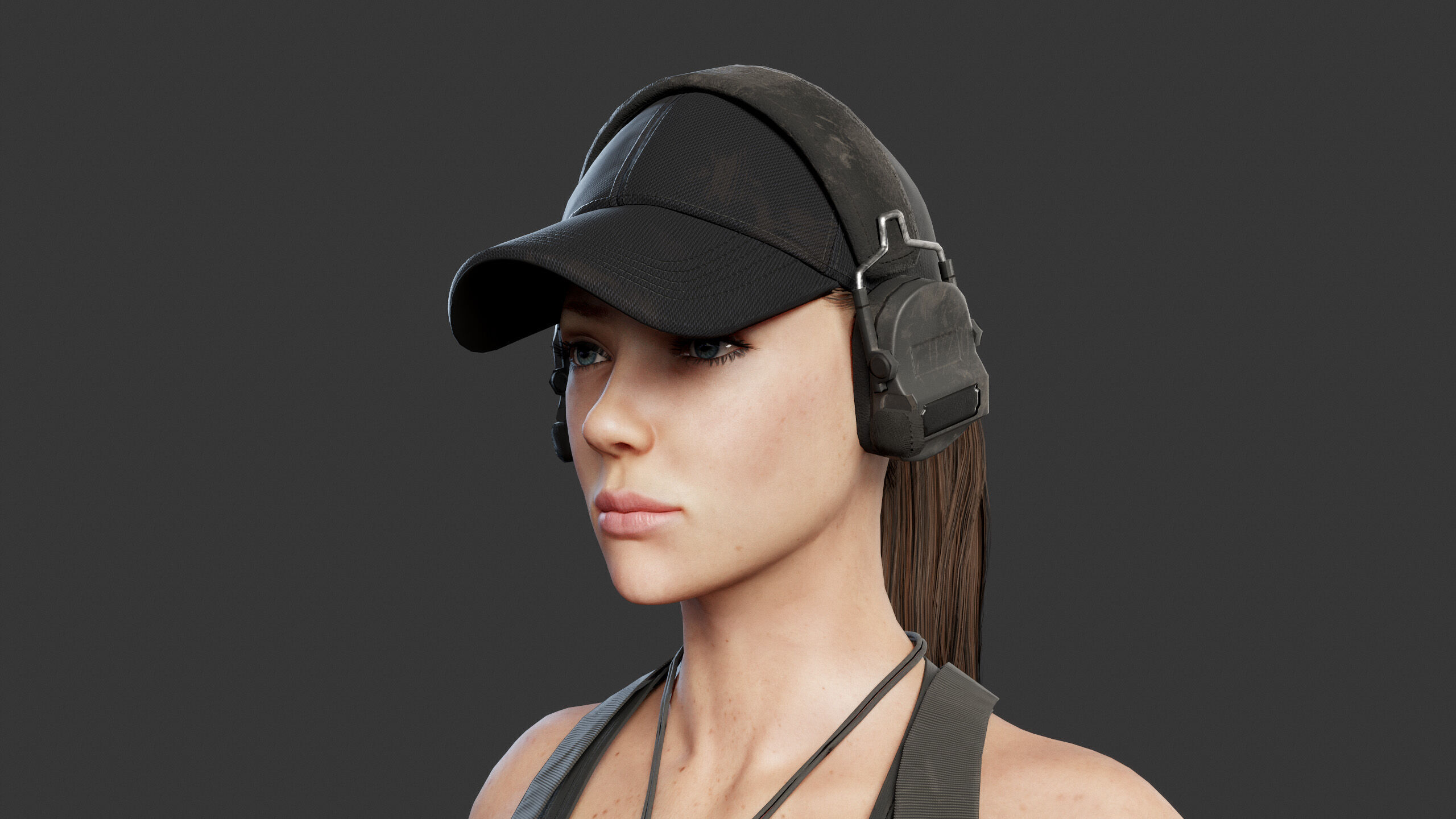 Female Soldier Low-poly 3D model_10