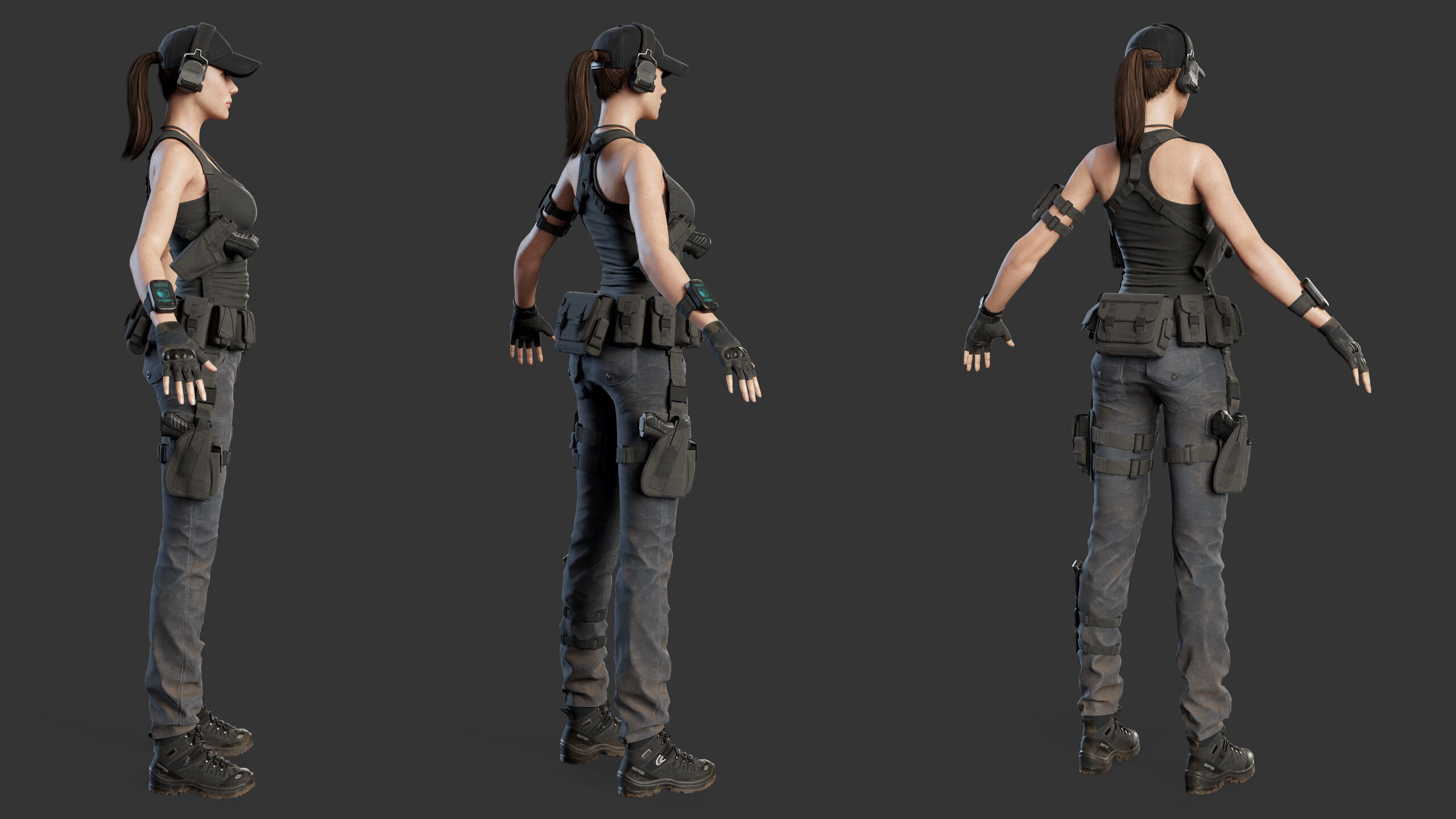 Female Soldier Low-poly 3D model_28