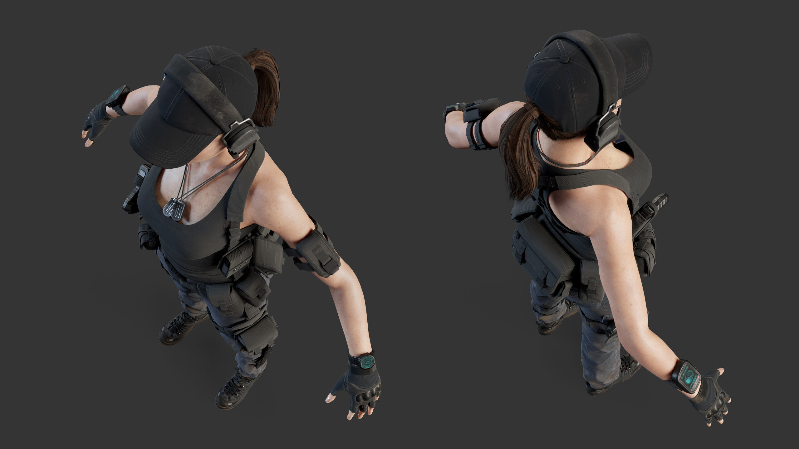 Female Soldier Low-poly 3D model_31