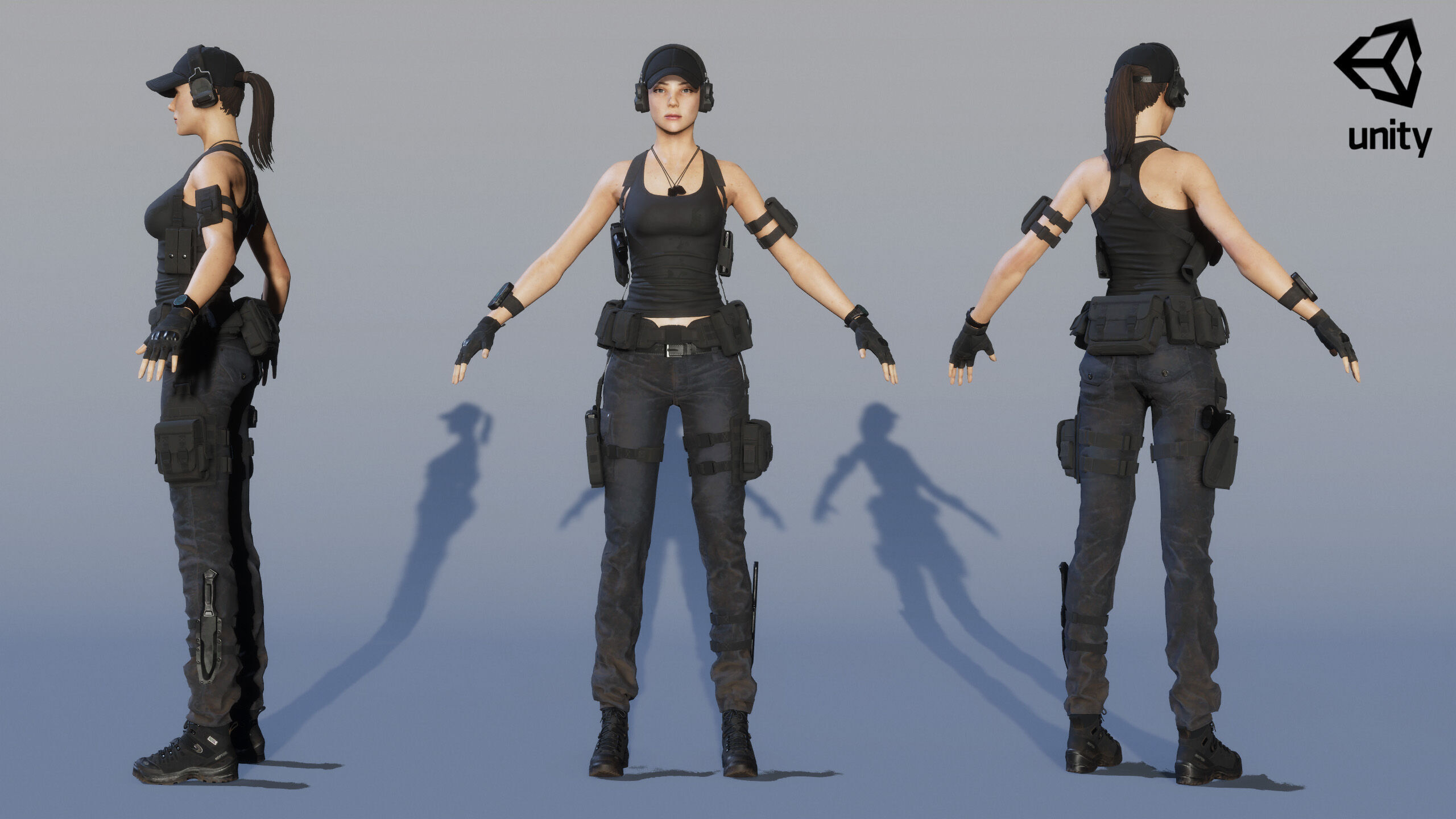 Female Soldier Low-poly 3D model_33