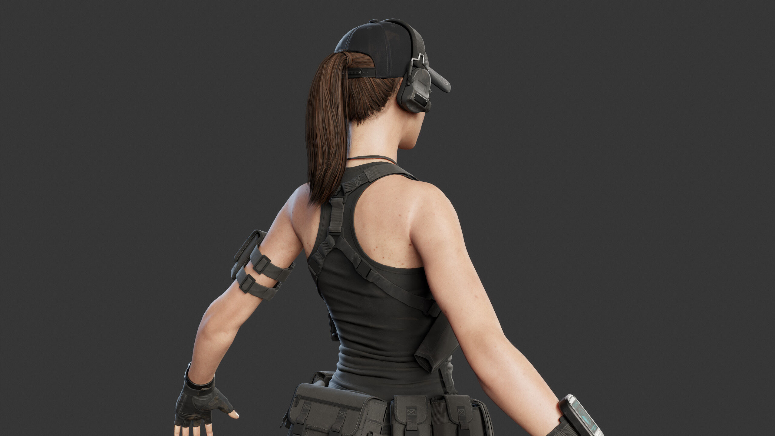 Female Soldier Low-poly 3D model_15