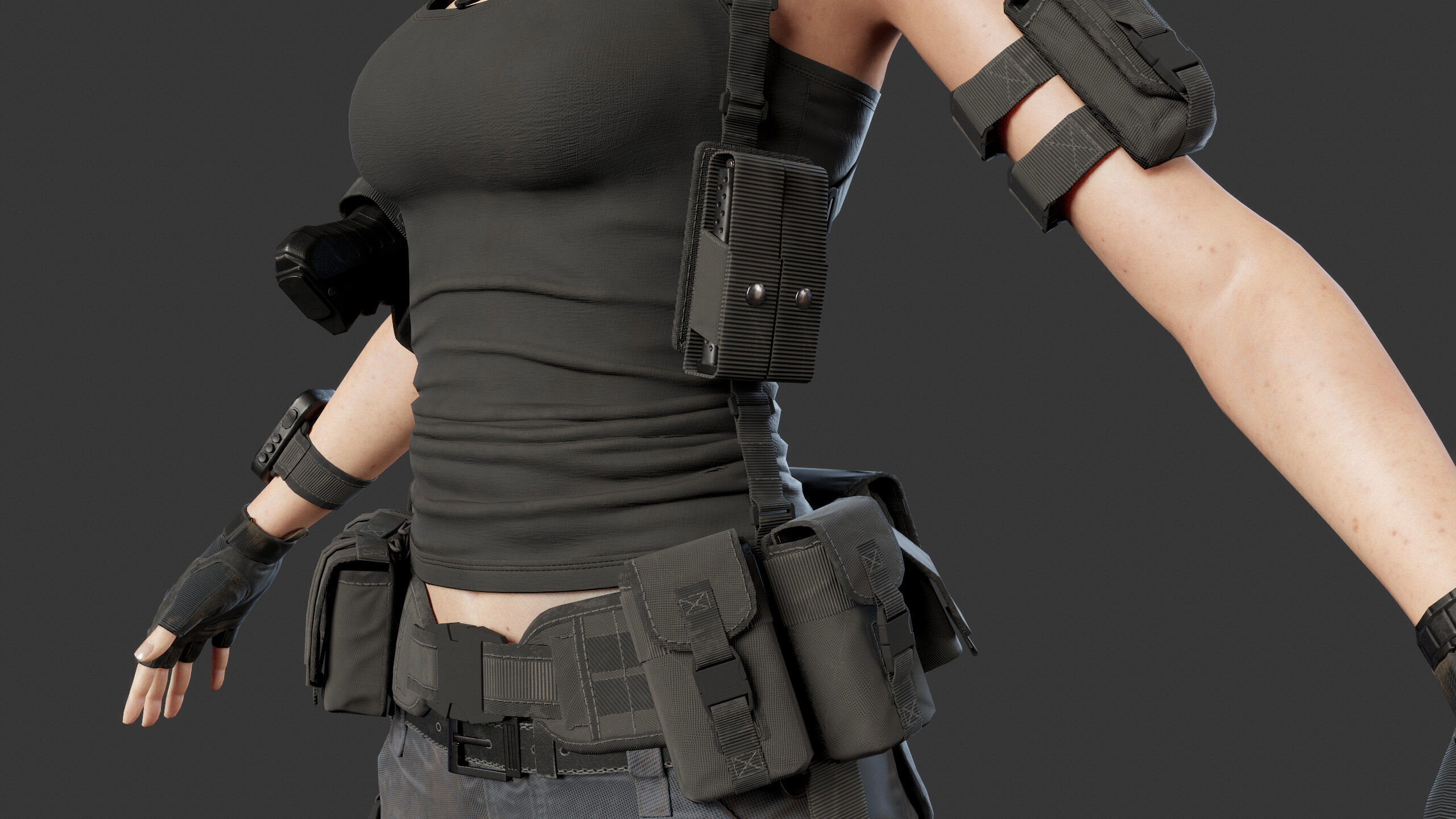 Female Soldier Low-poly 3D model_17