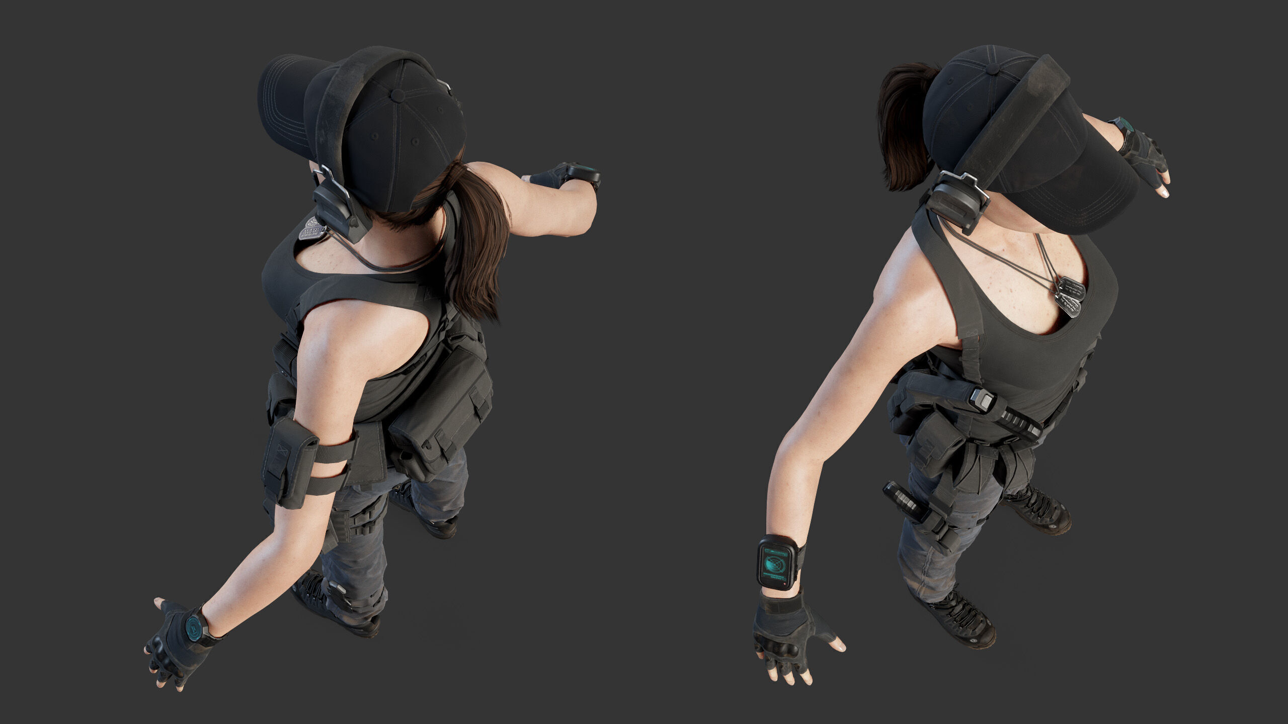 Female Soldier Low-poly 3D model_32