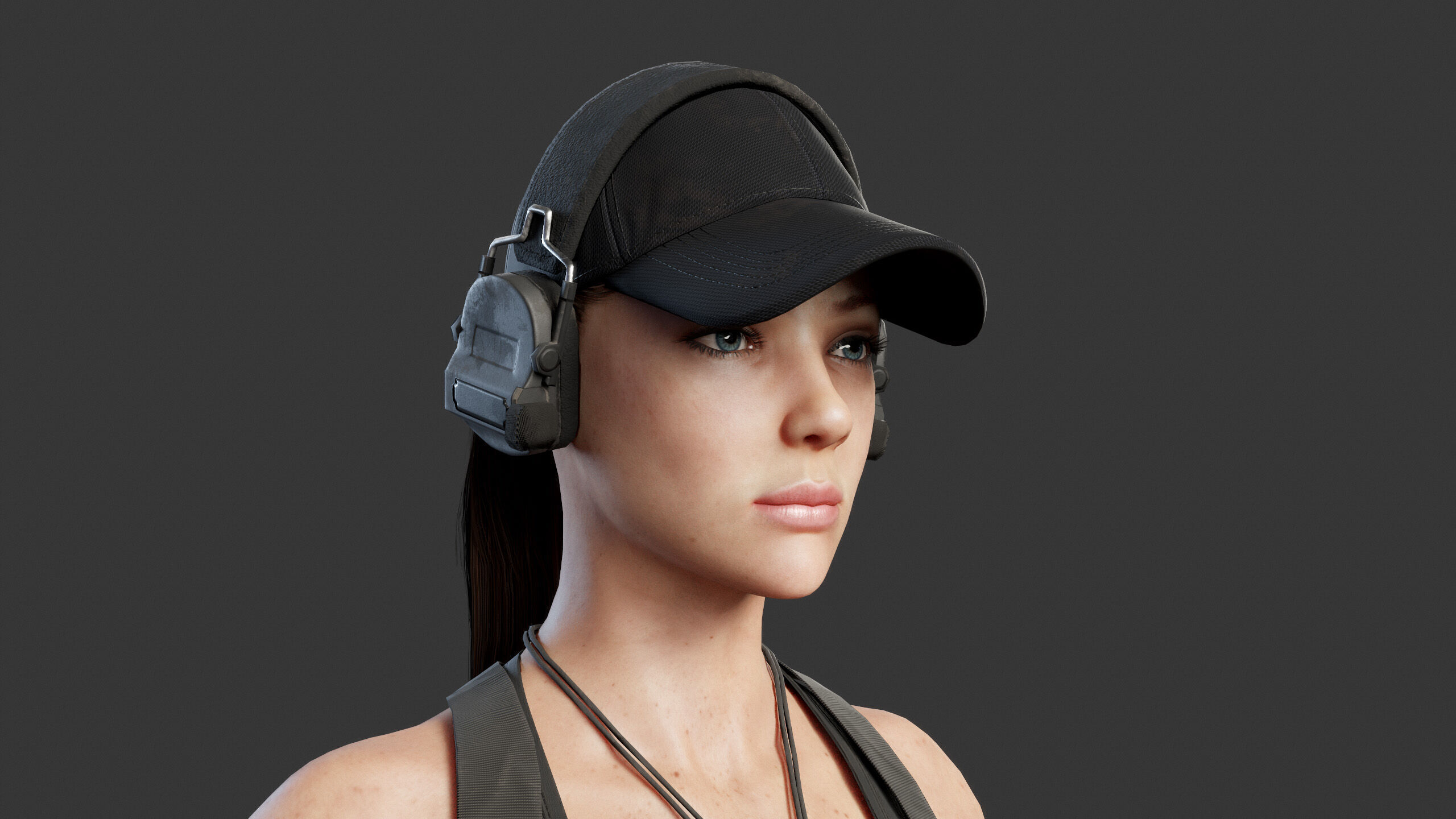 Female Soldier Low-poly 3D model_5