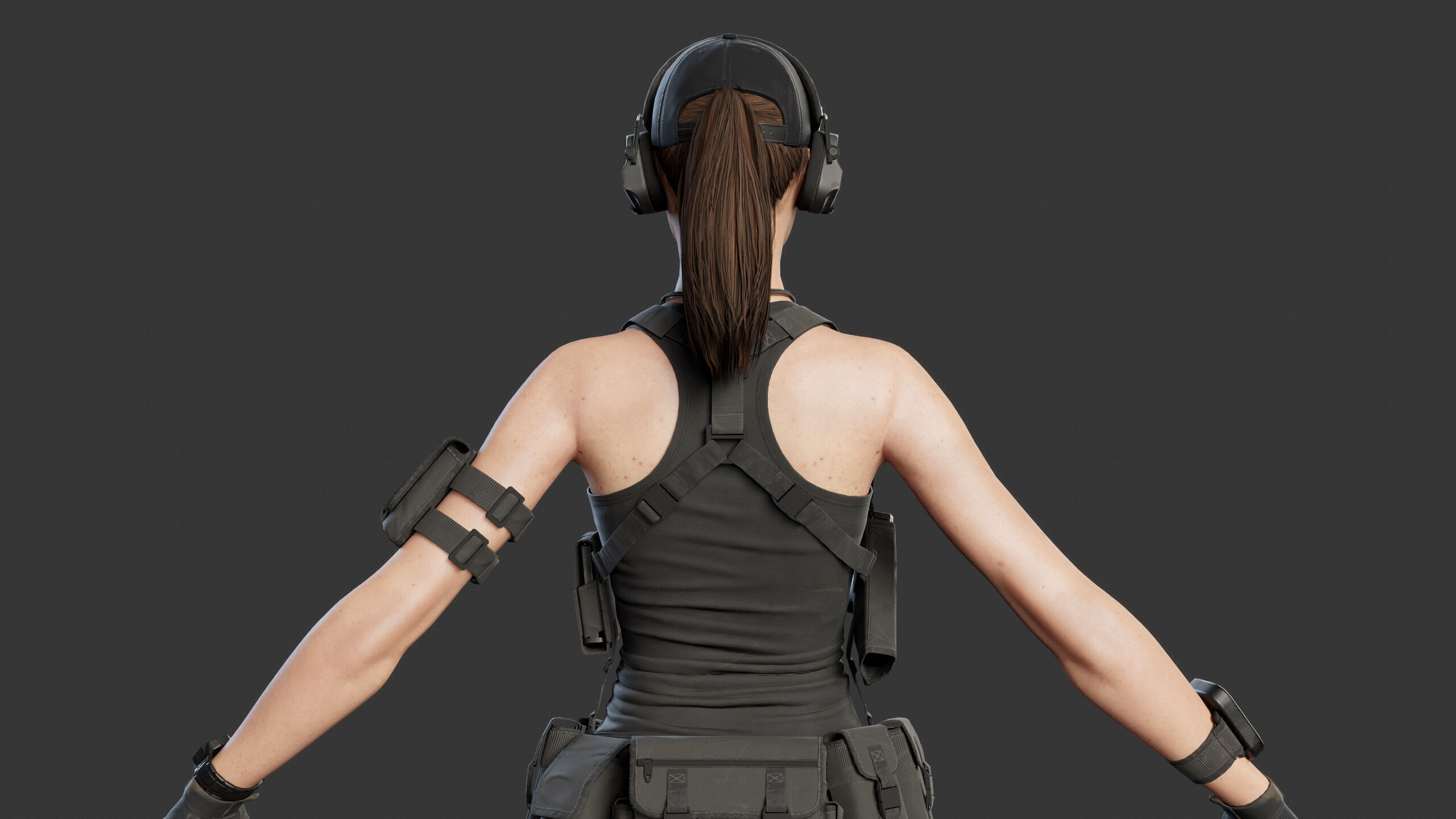 Female Soldier Low-poly 3D model_12