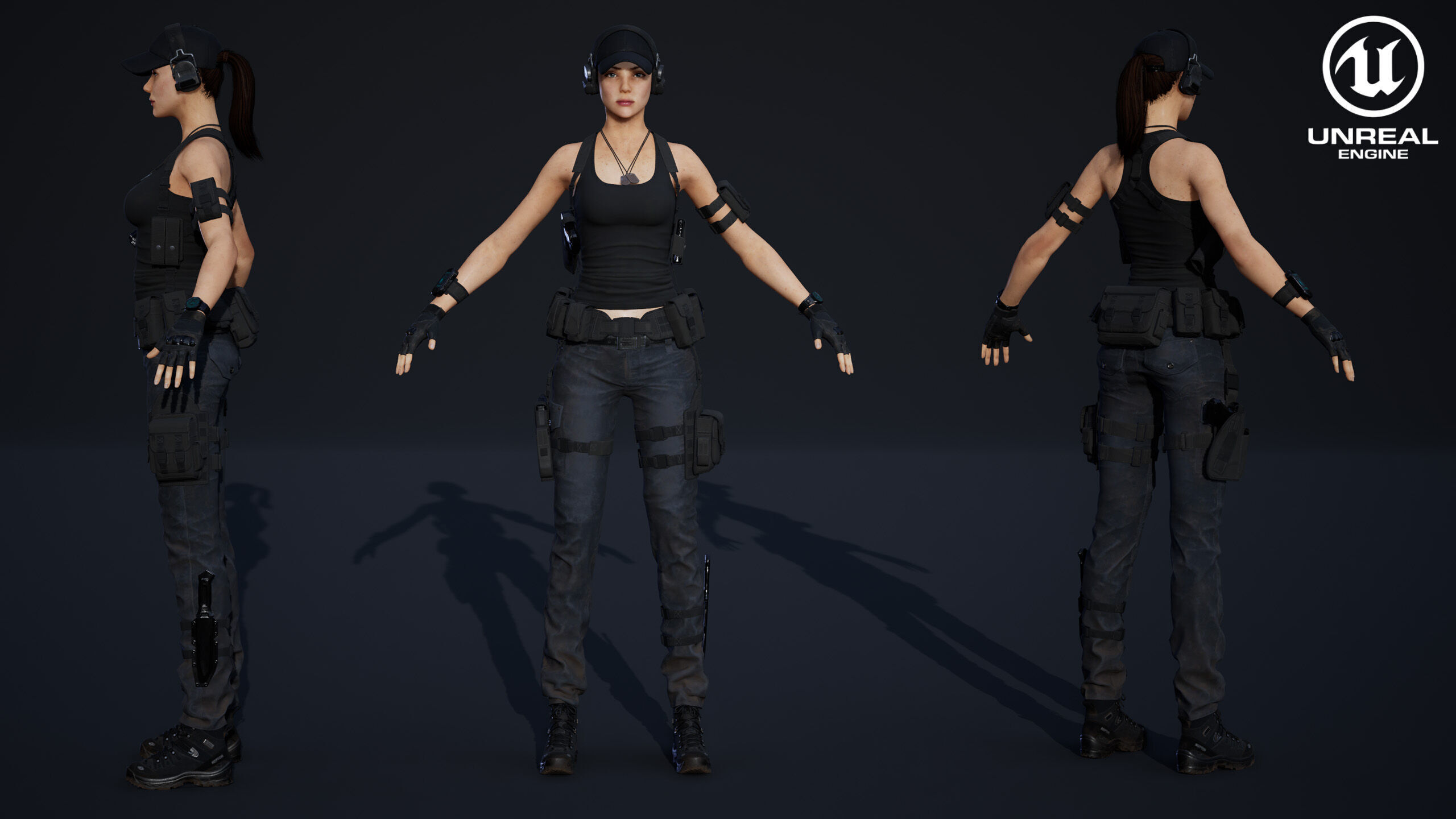 Female Soldier Low-poly 3D model_34
