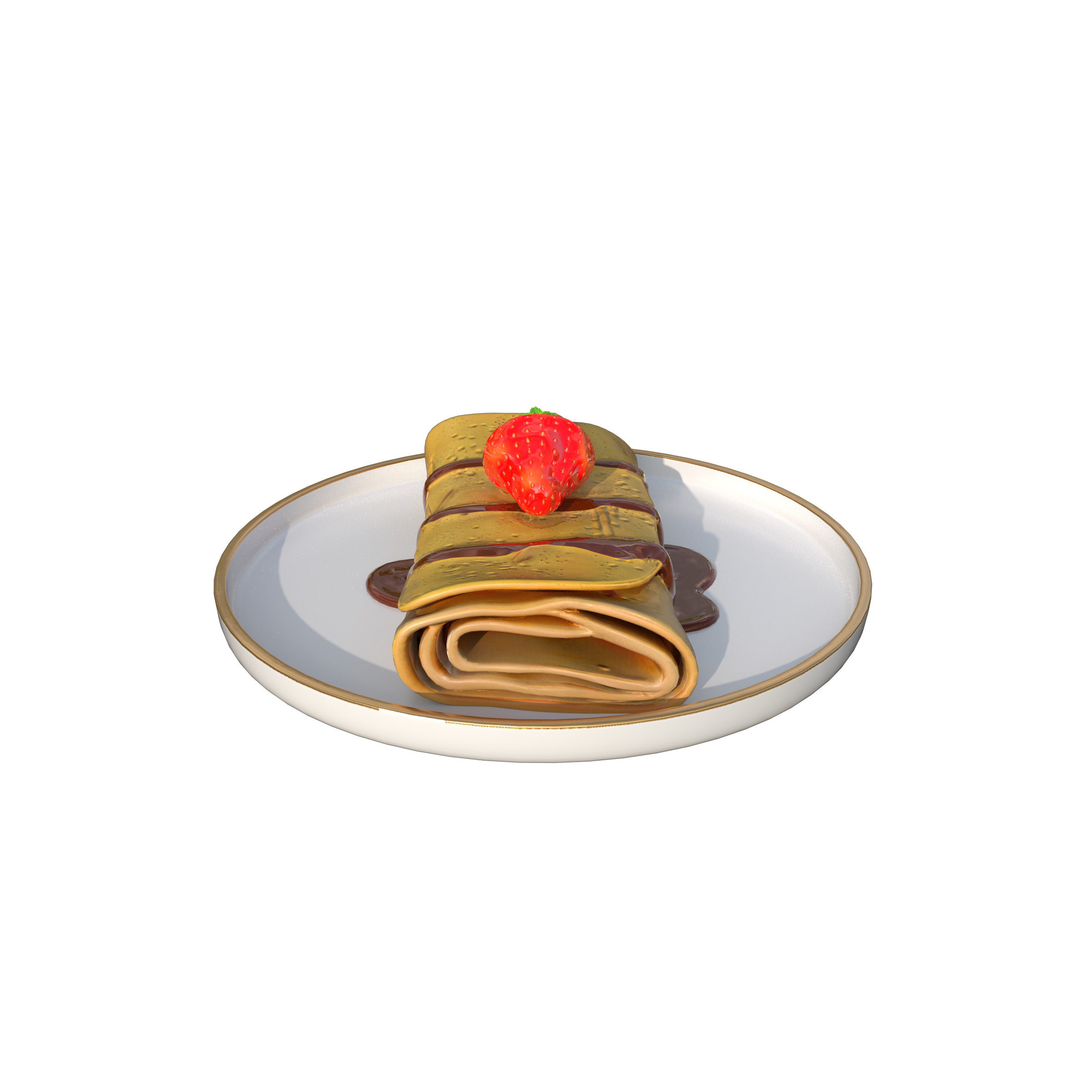 Crepes With Strawberry Cream Toppings Low-poly 3D model_9
