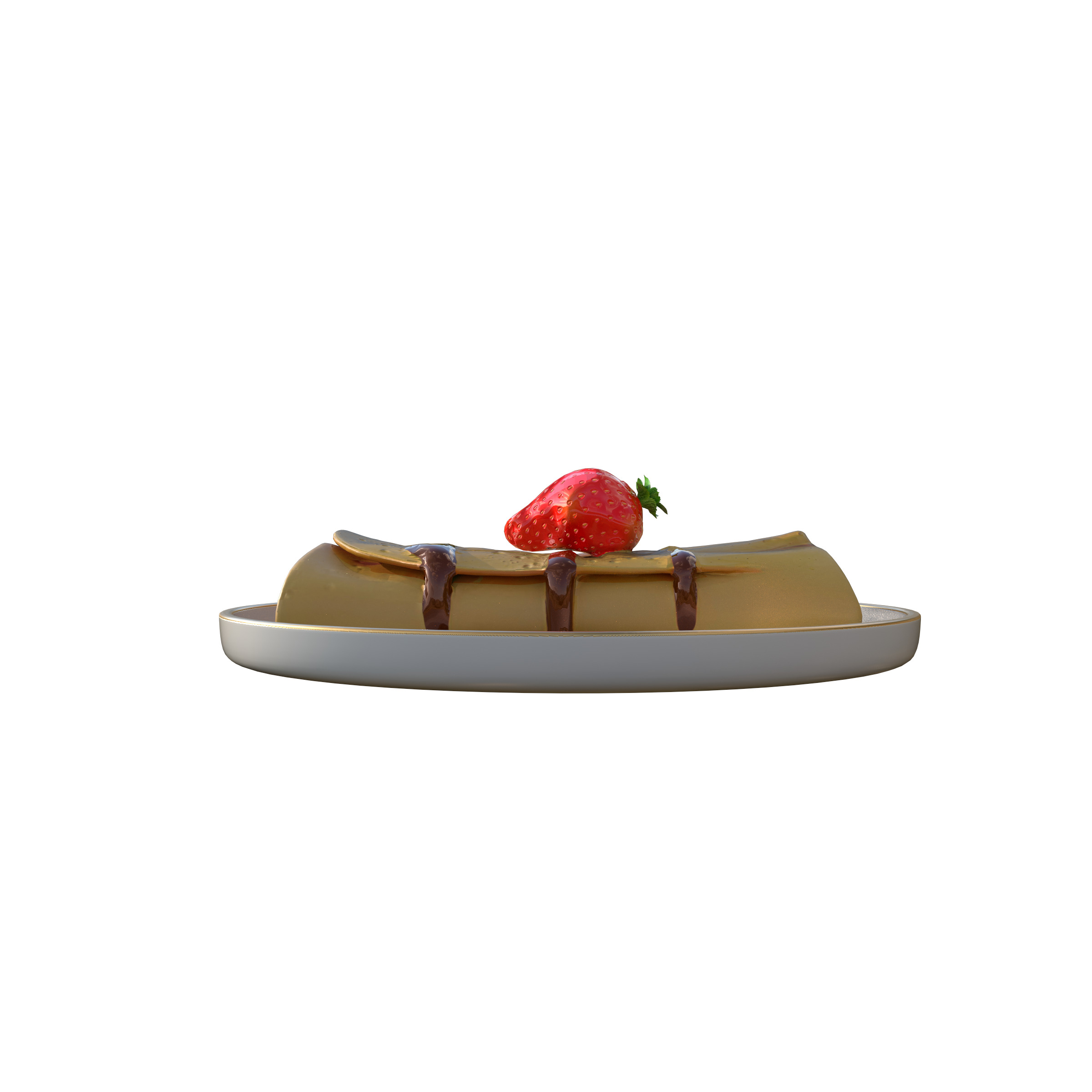 Crepes With Strawberry Cream Toppings Low-poly 3D model_6