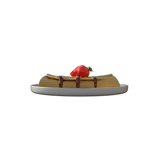 Crepes With Strawberry Cream Toppings Low-poly 3D model 7