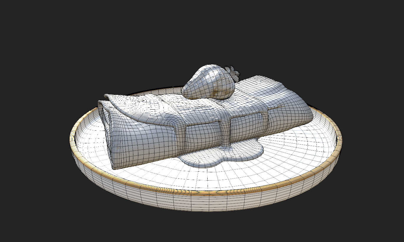 Crepes With Strawberry Cream Toppings Low-poly 3D model_22