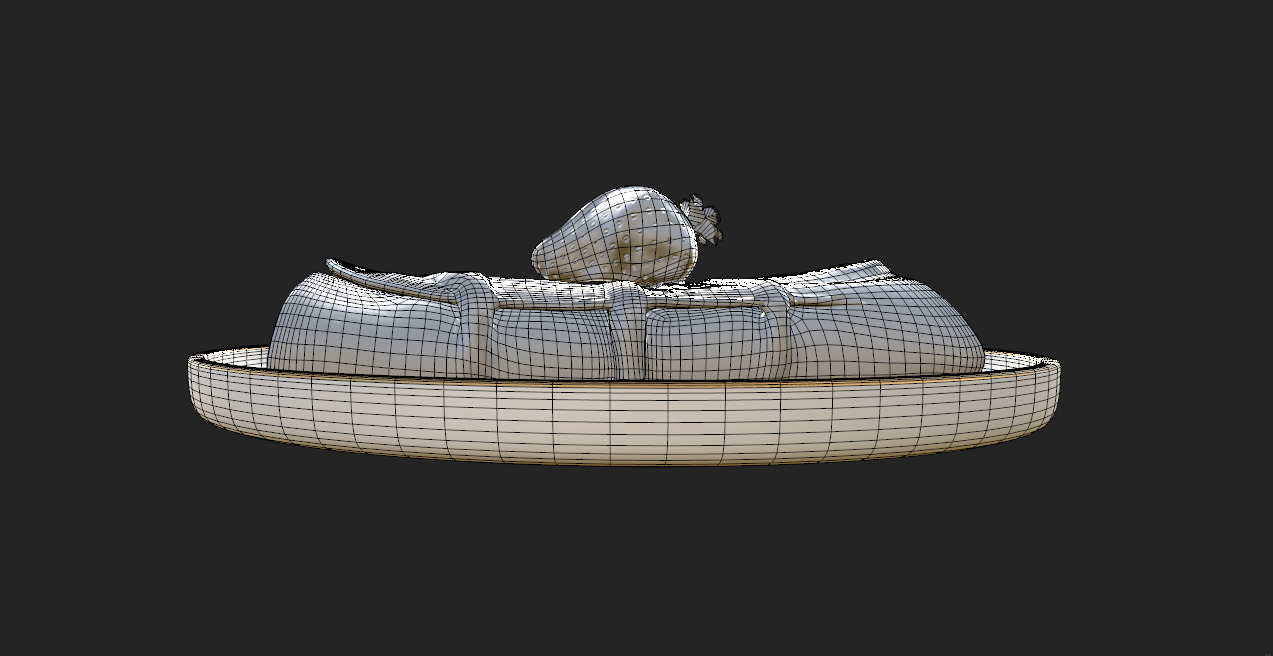 Crepes With Strawberry Cream Toppings Low-poly 3D model_20