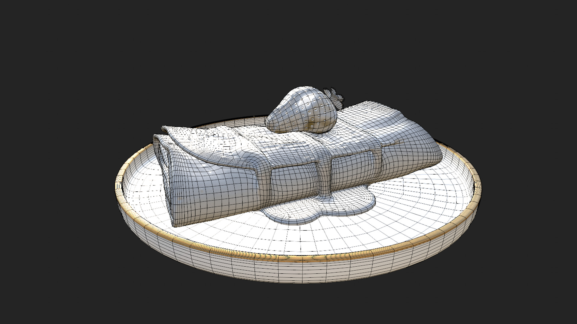 Crepes With Strawberry Cream Toppings Low-poly 3D model_18