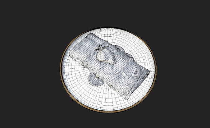 Crepes With Strawberry Cream Toppings Low-poly 3D model 6