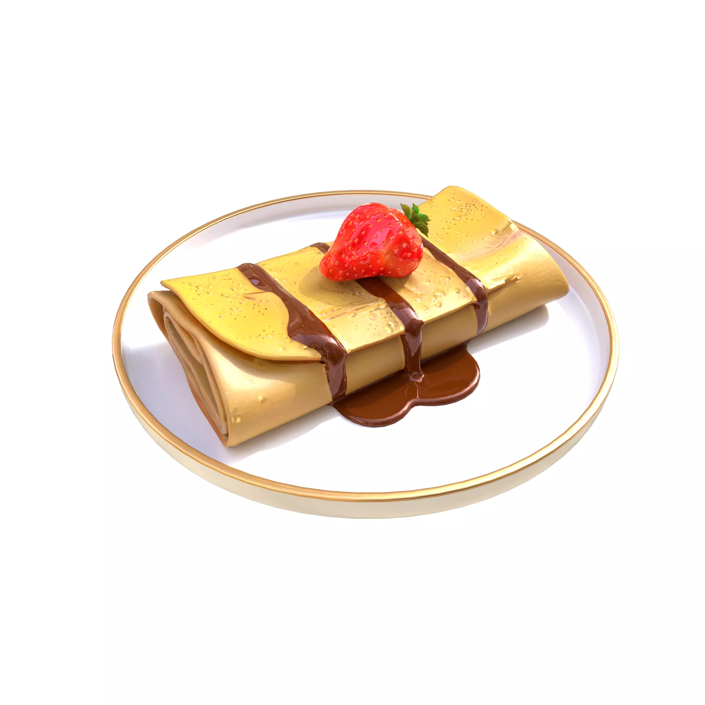 Crepes With Strawberry Cream Toppings Low-poly 3D model_0