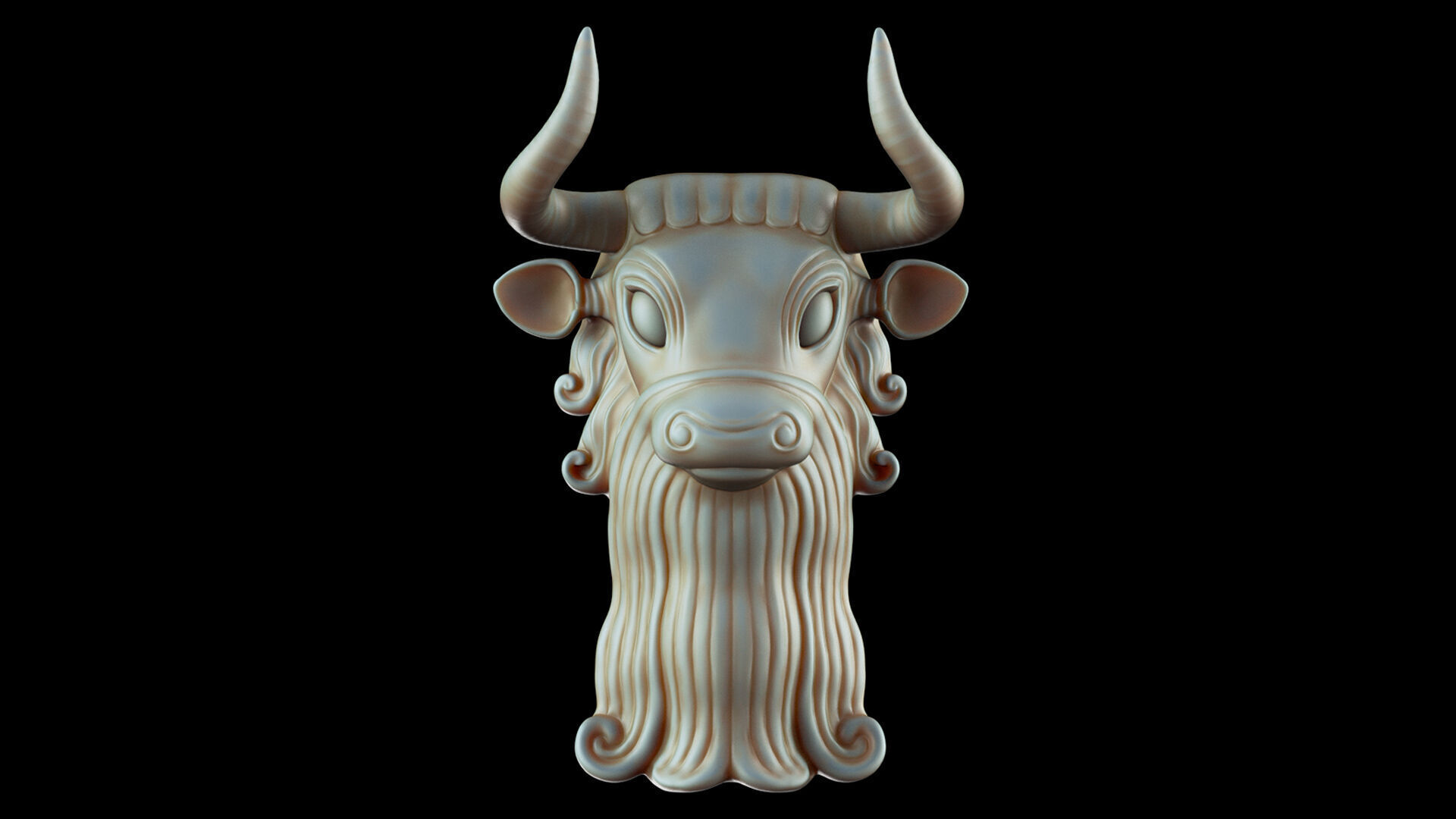 Bull Mask  -  3D Sculpting 3D print model_3