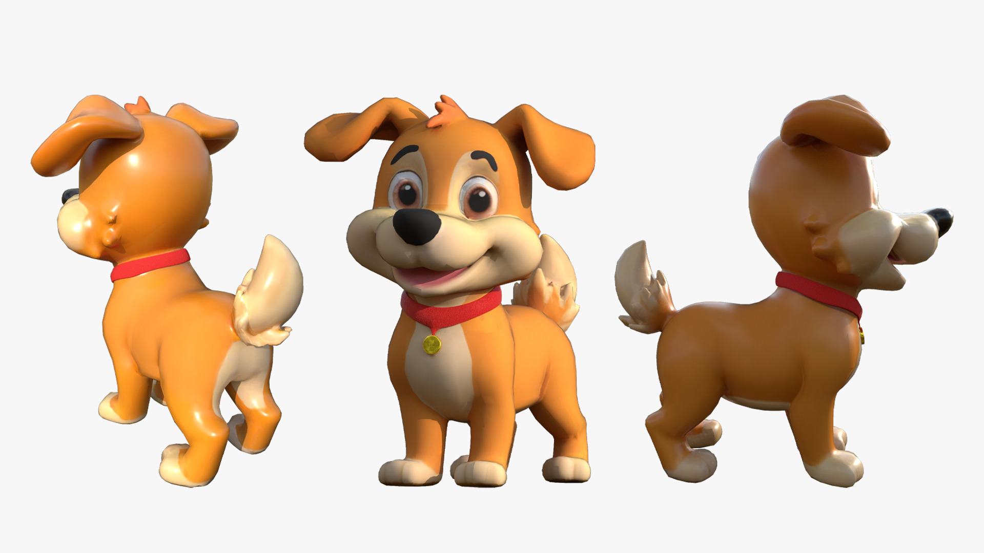 Cartoon Dog Low-poly 3D model_5