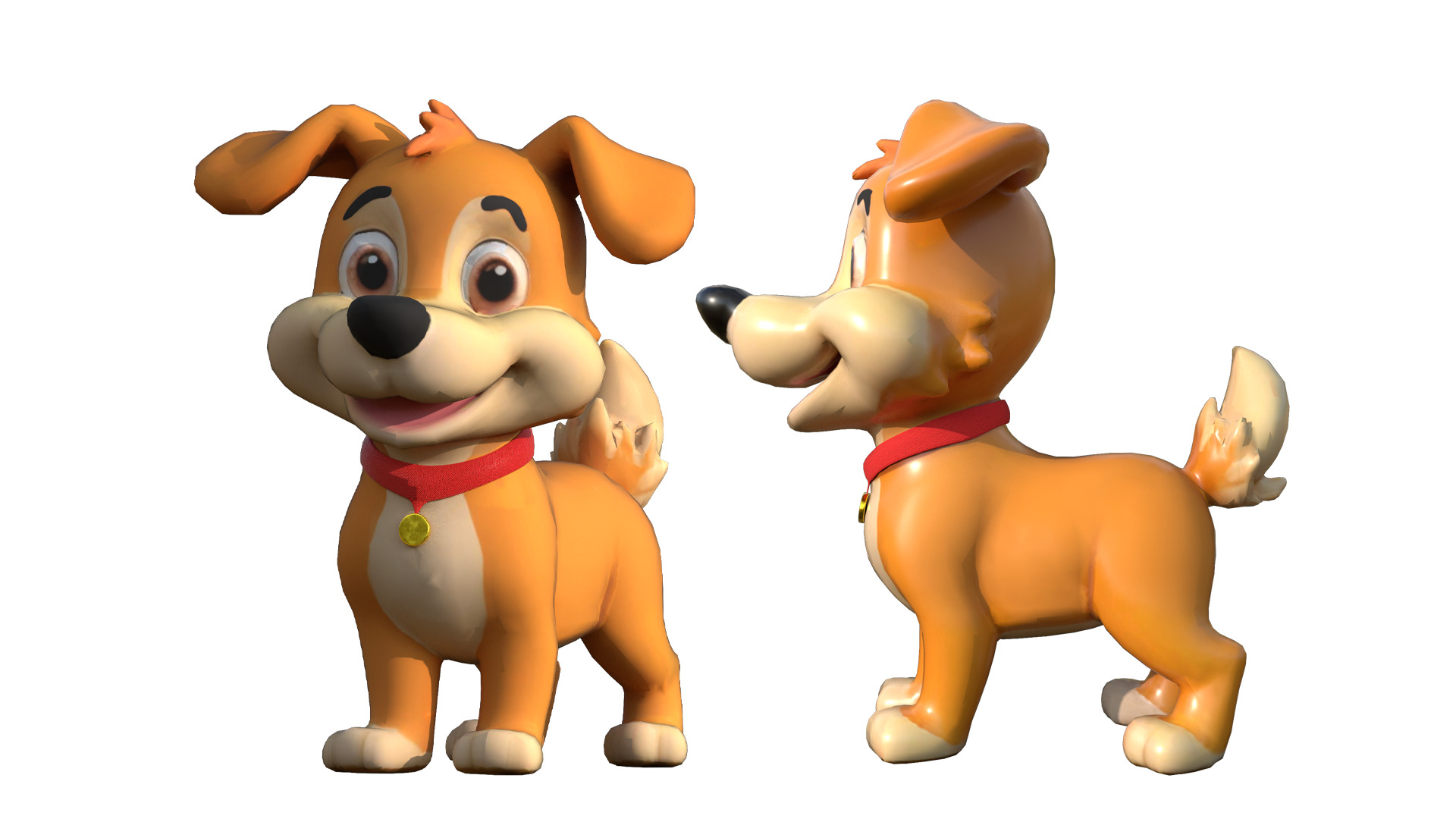 Cartoon Dog Low-poly 3D model_1