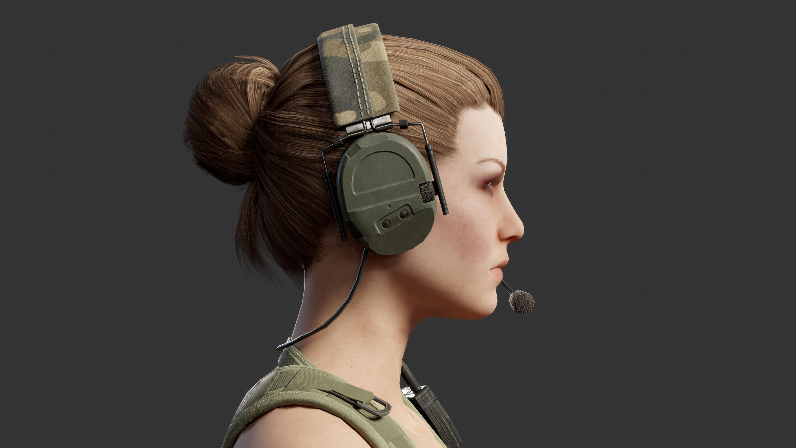 Female Soldier Low-poly 3D model_6