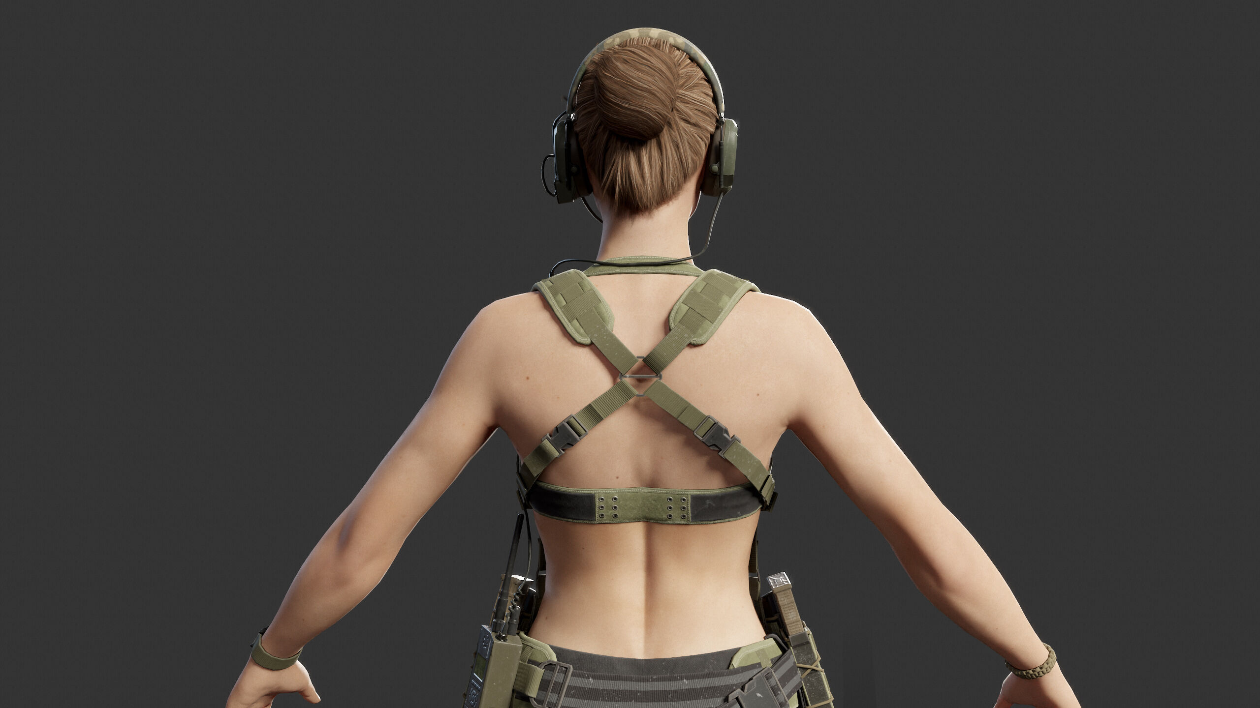 Female Soldier Low-poly 3D model_11