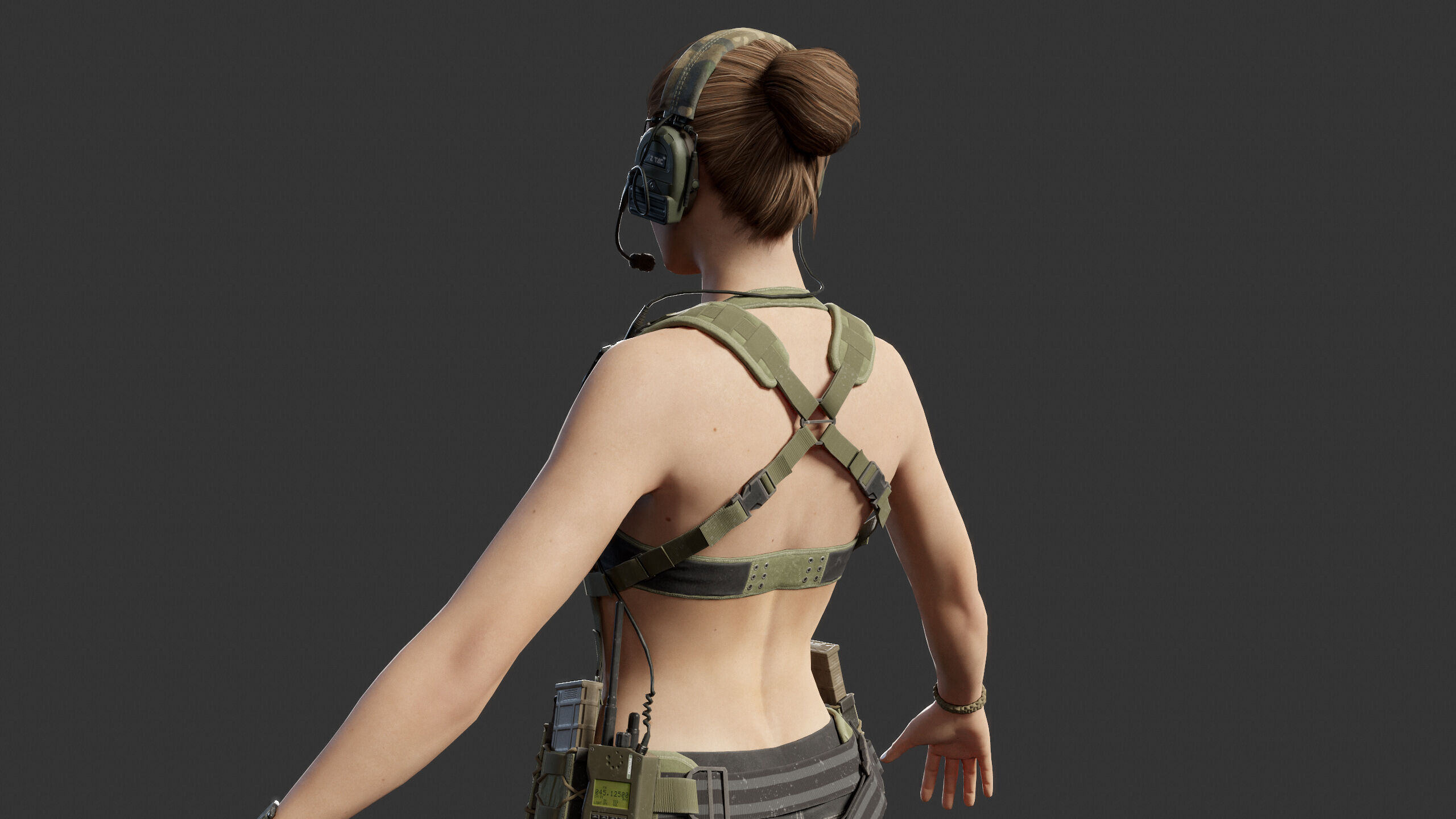 Female Soldier Low-poly 3D model_15