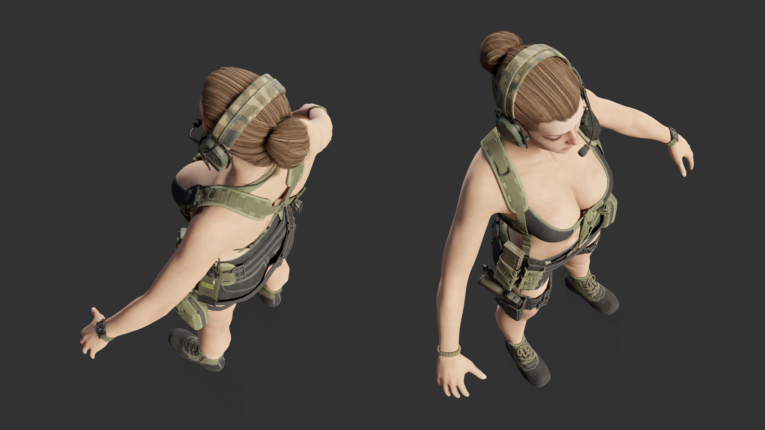 Female Soldier Low-poly 3D model_32