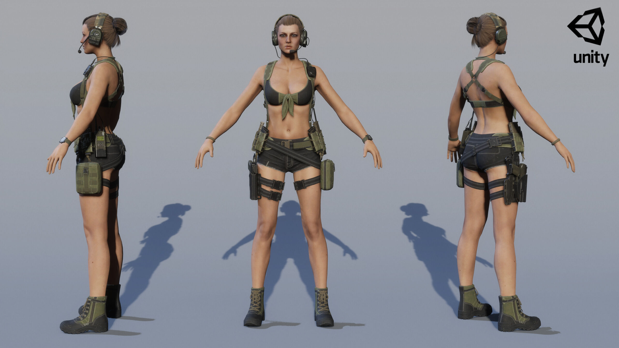 Female Soldier Low-poly 3D model_34