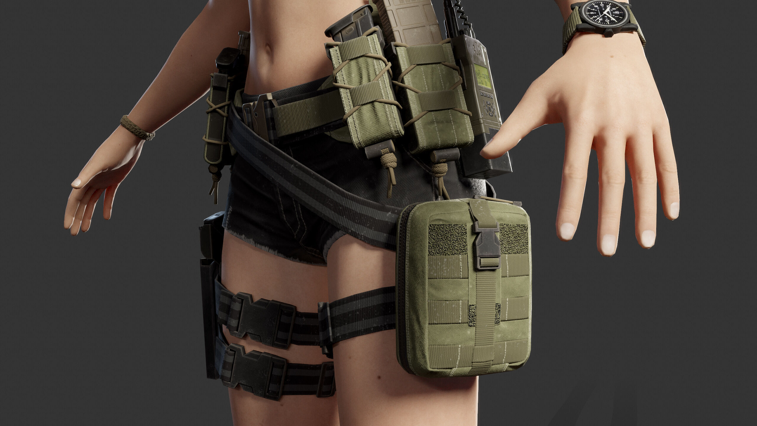 Female Soldier Low-poly 3D model_20