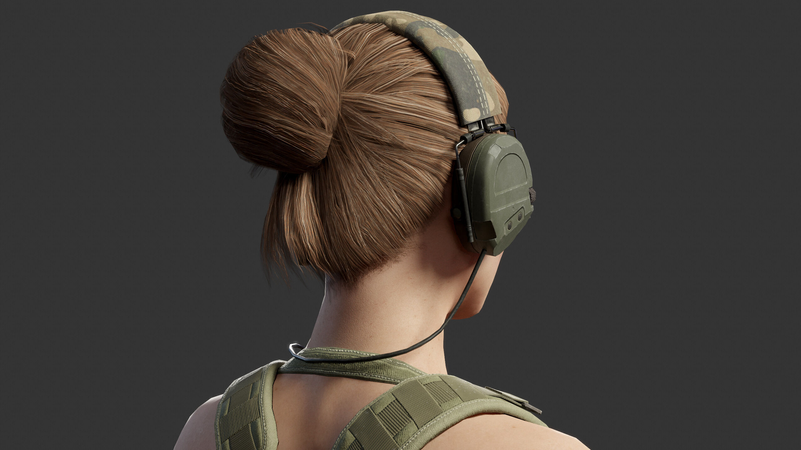 Female Soldier Low-poly 3D model_7