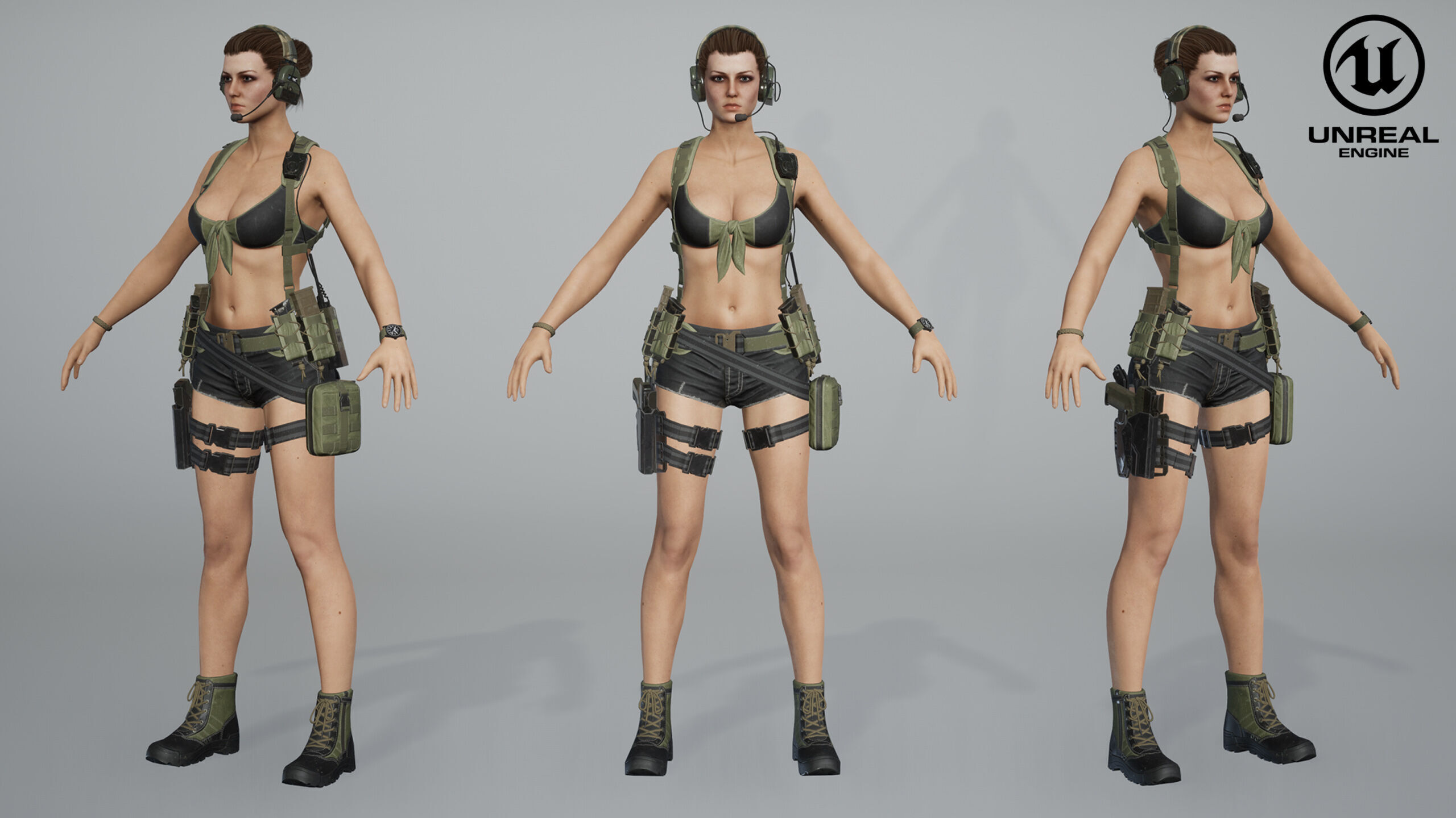Female Soldier Low-poly 3D model_33