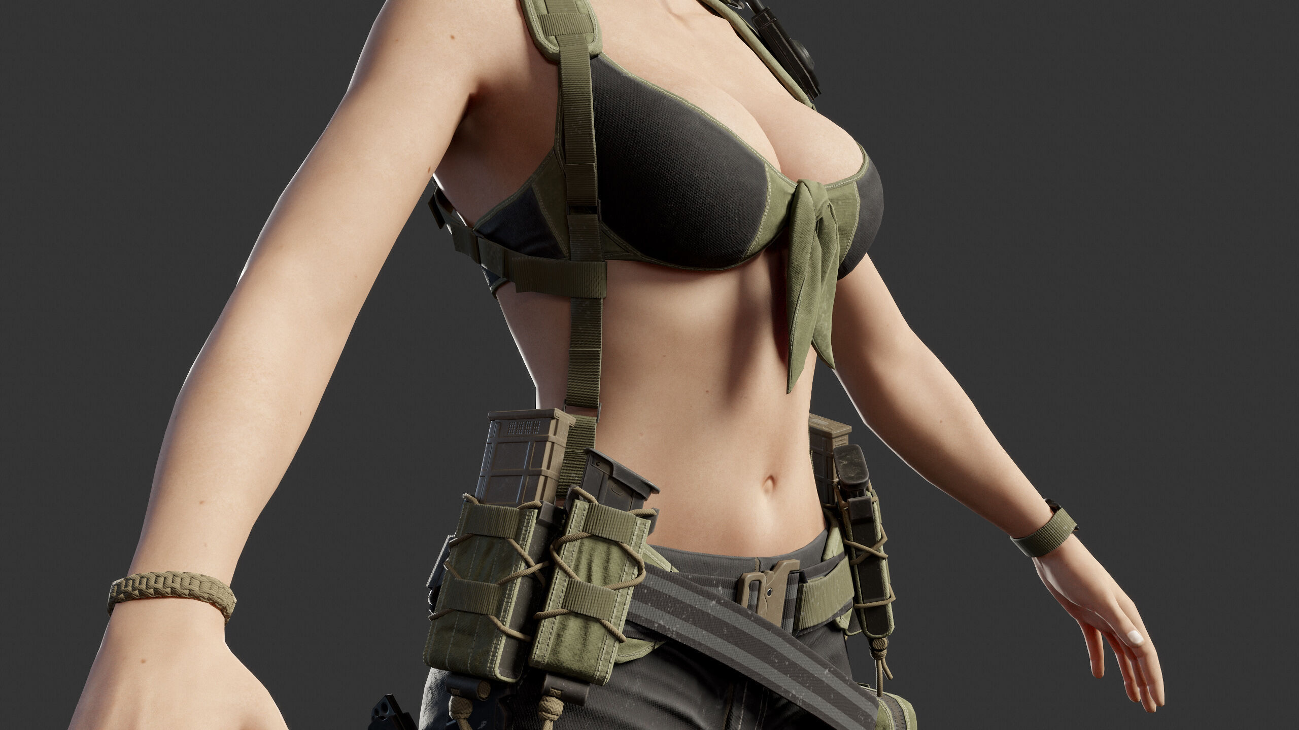 Female Soldier Low-poly 3D model_17
