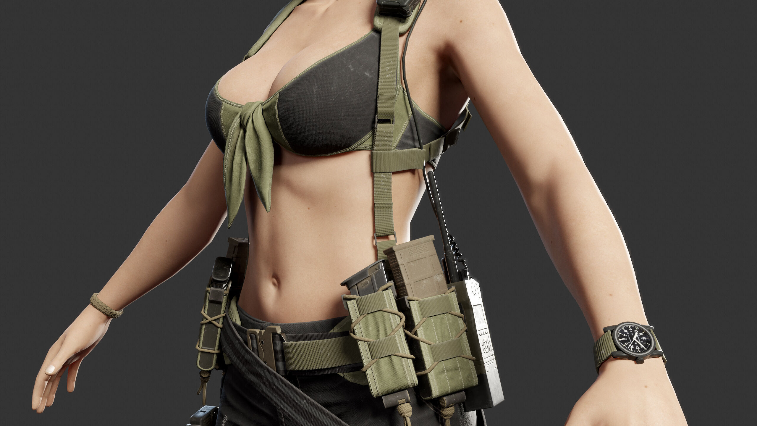 Female Soldier Low-poly 3D model_16