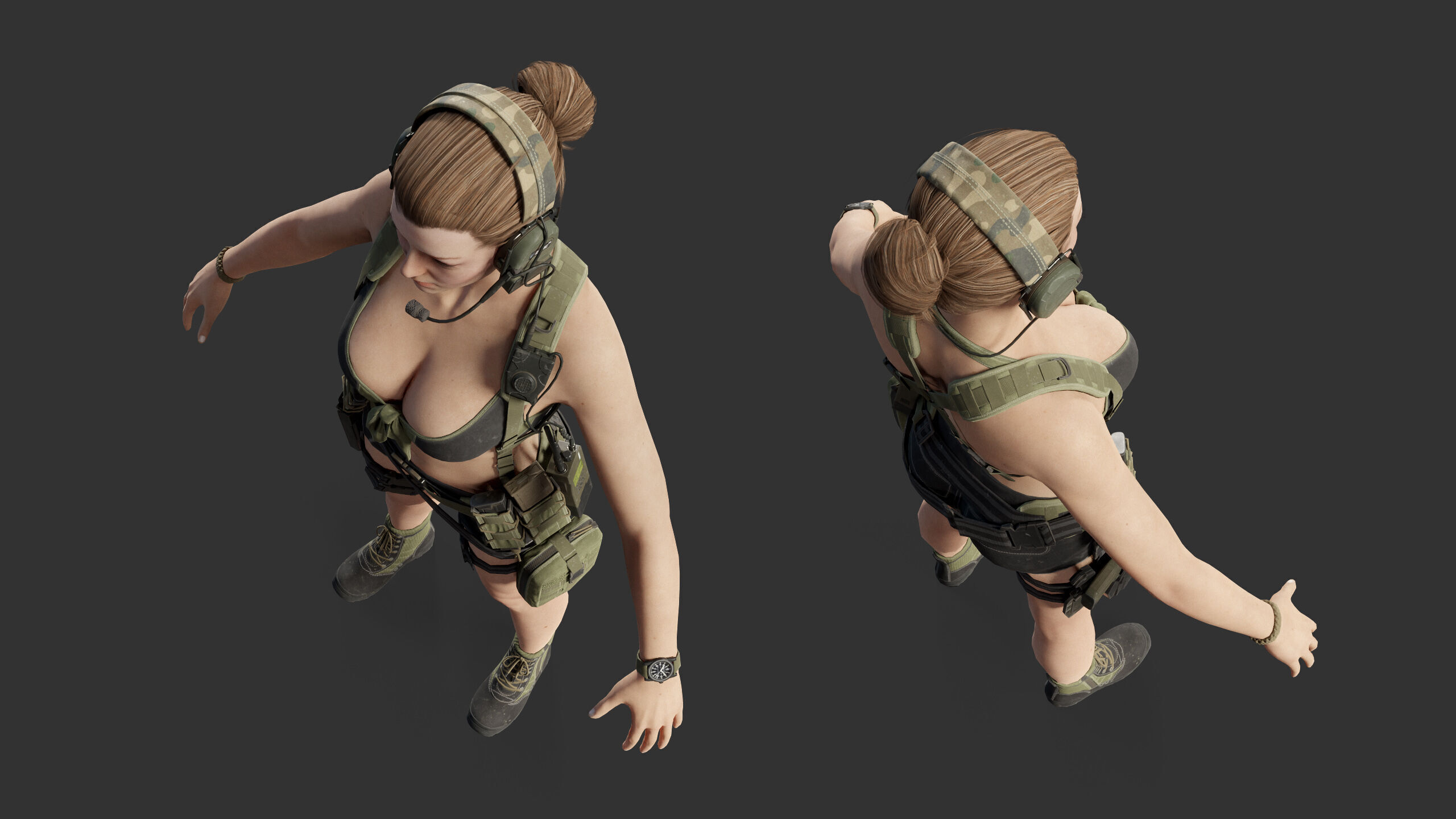 Female Soldier Low-poly 3D model_31