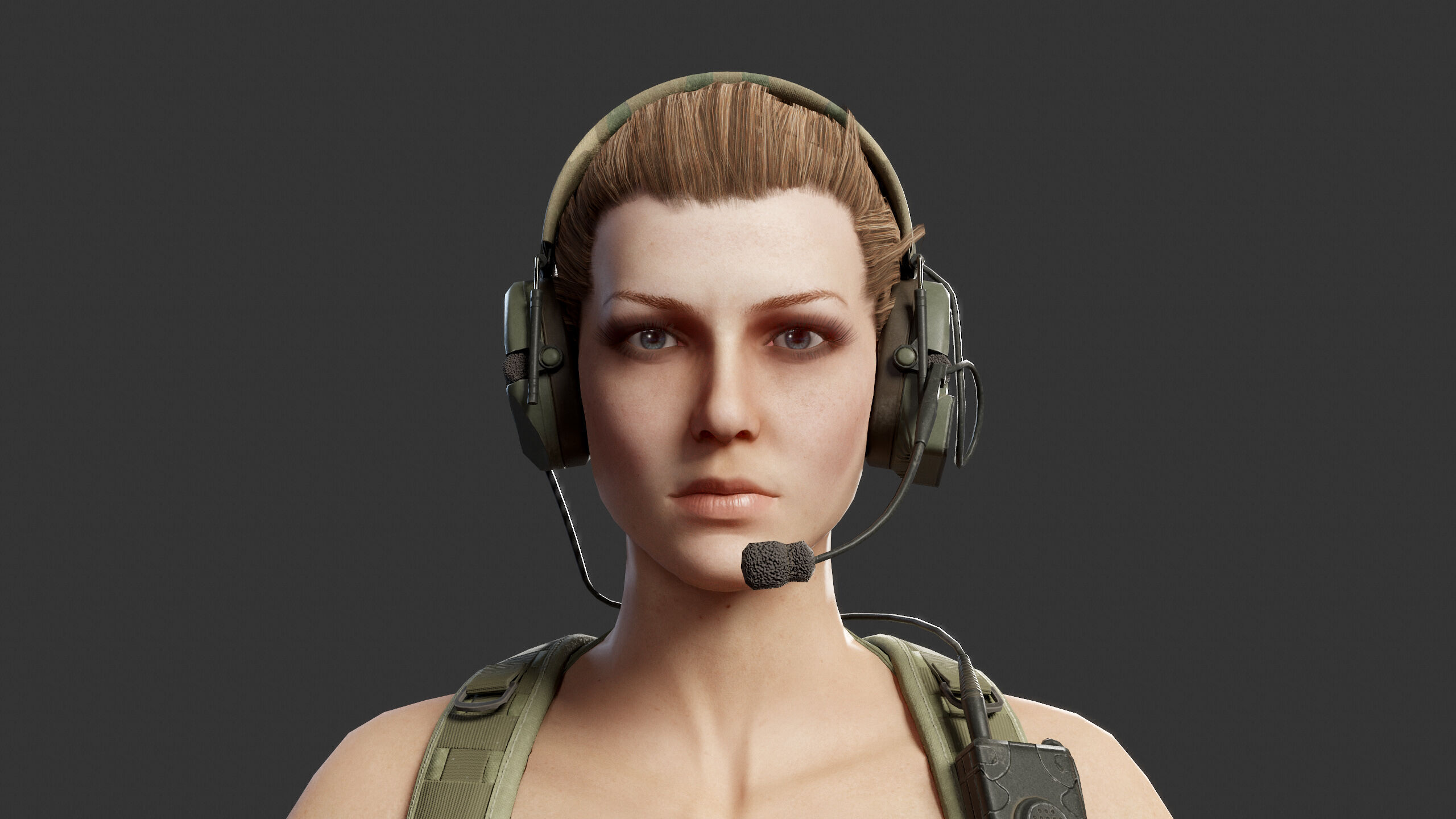 Female Soldier Low-poly 3D model_4