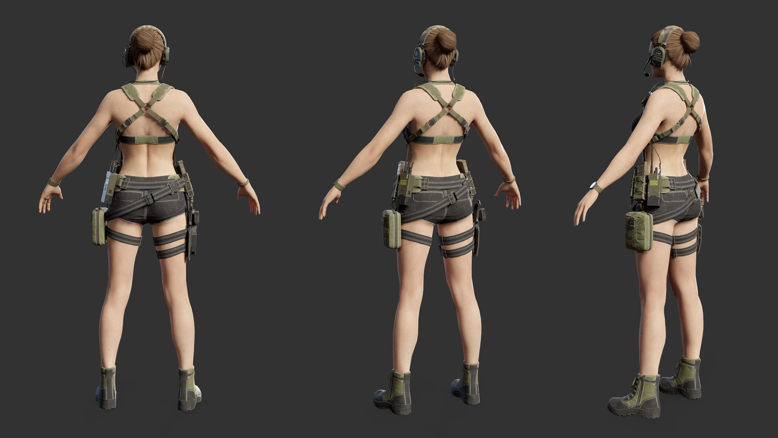 Female Soldier Low-poly 3D model_28