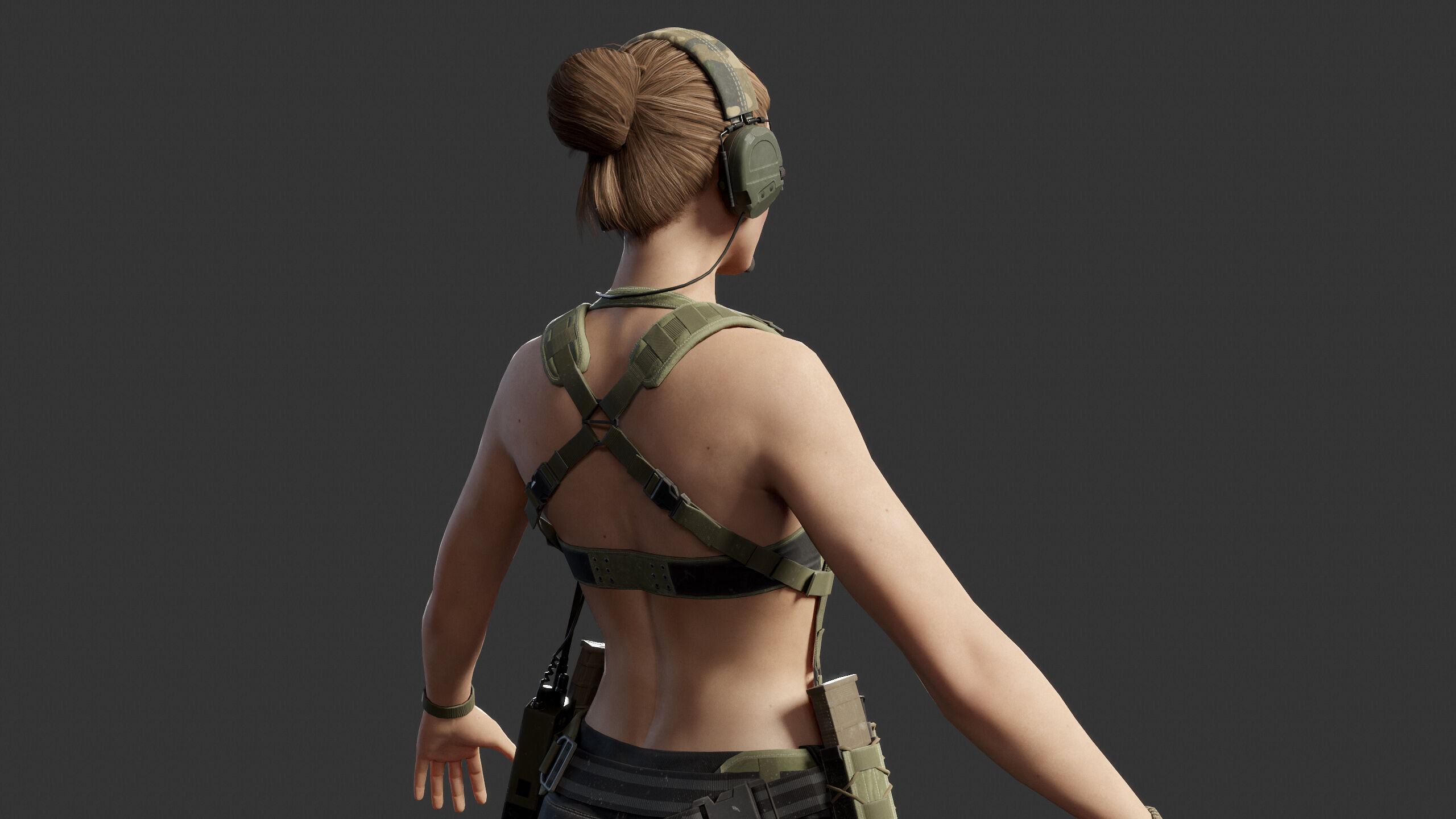 Female Soldier Low-poly 3D model_14