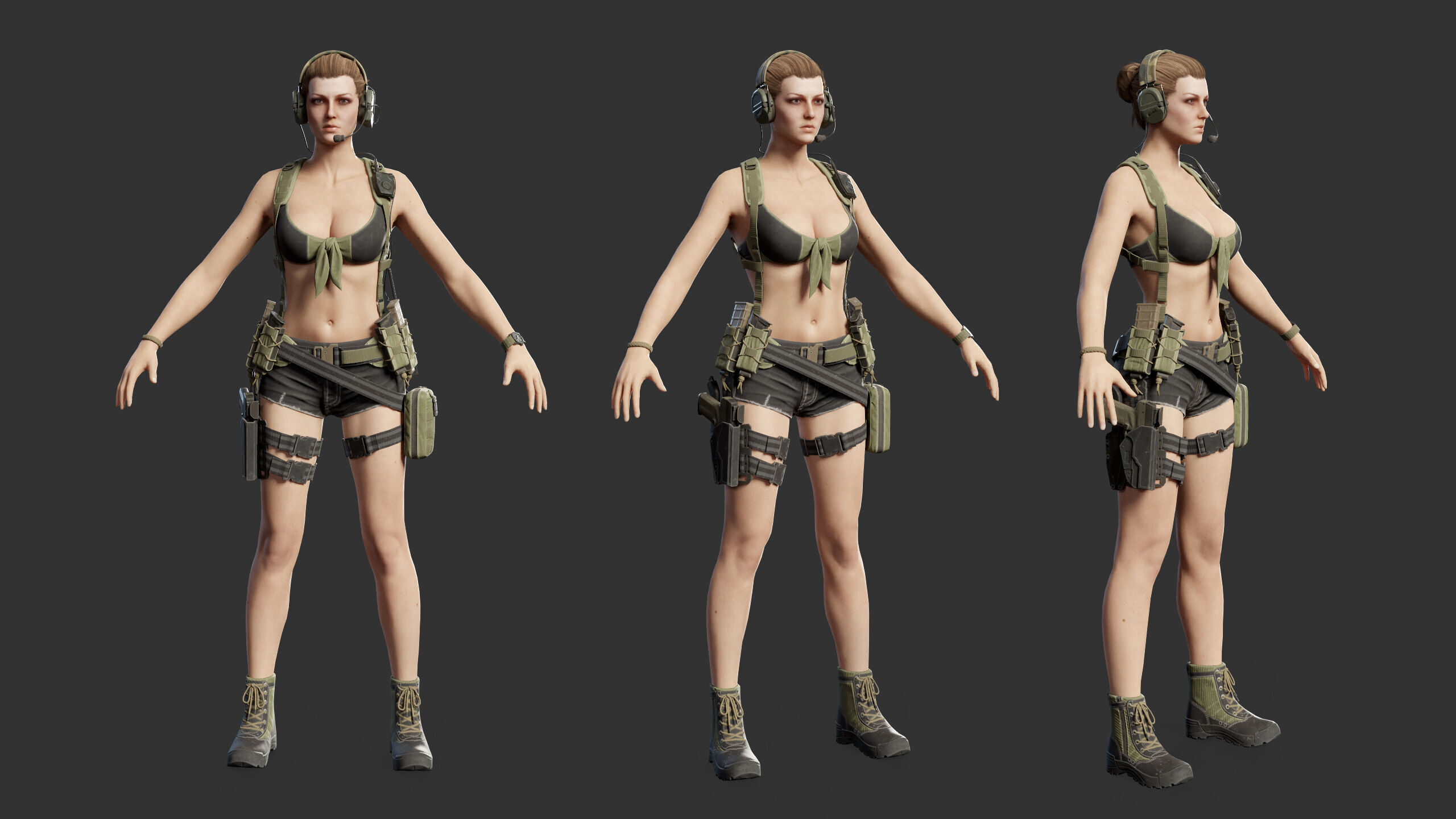 Female Soldier Low-poly 3D model_26