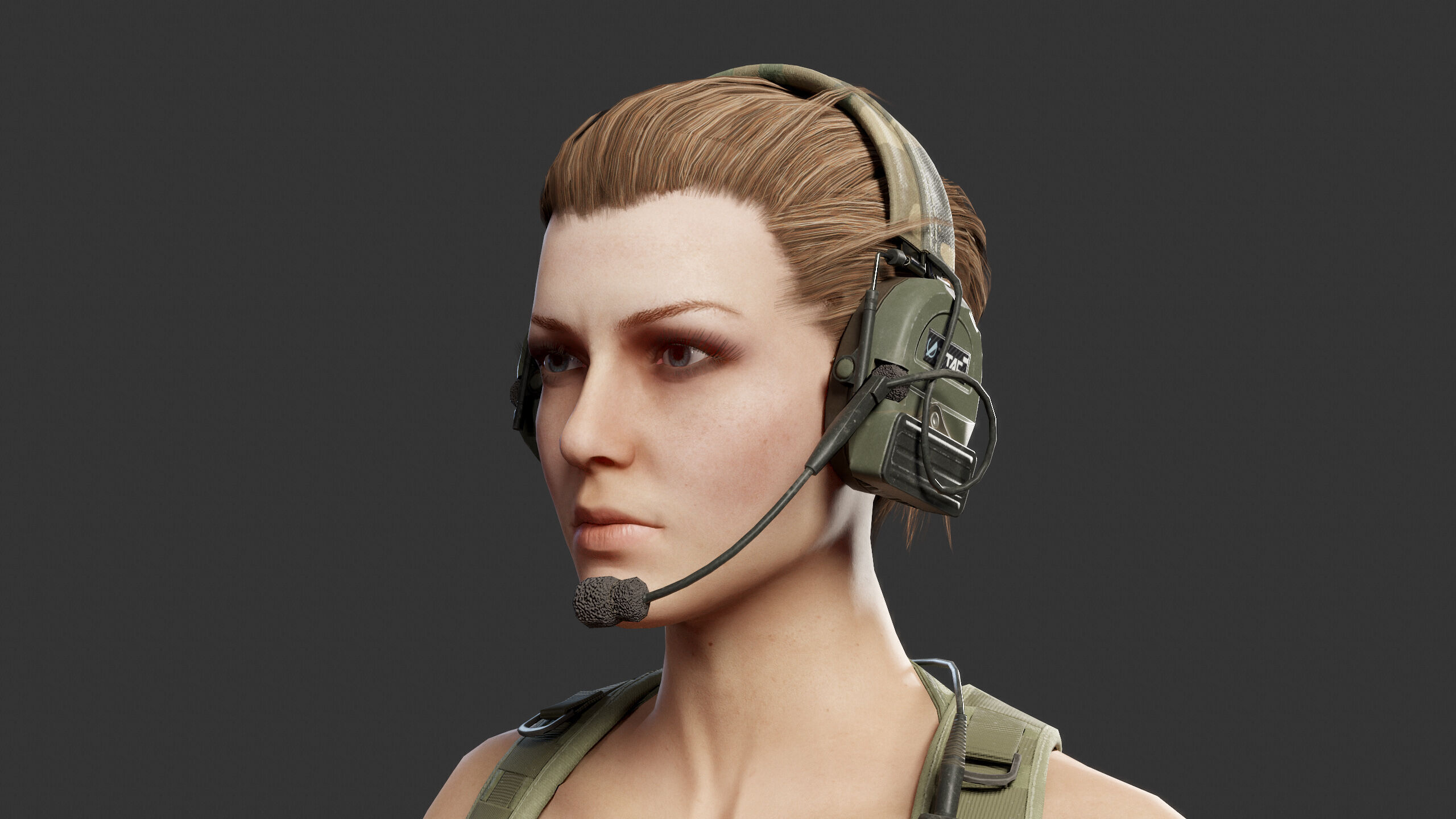 Female Soldier Low-poly 3D model_9