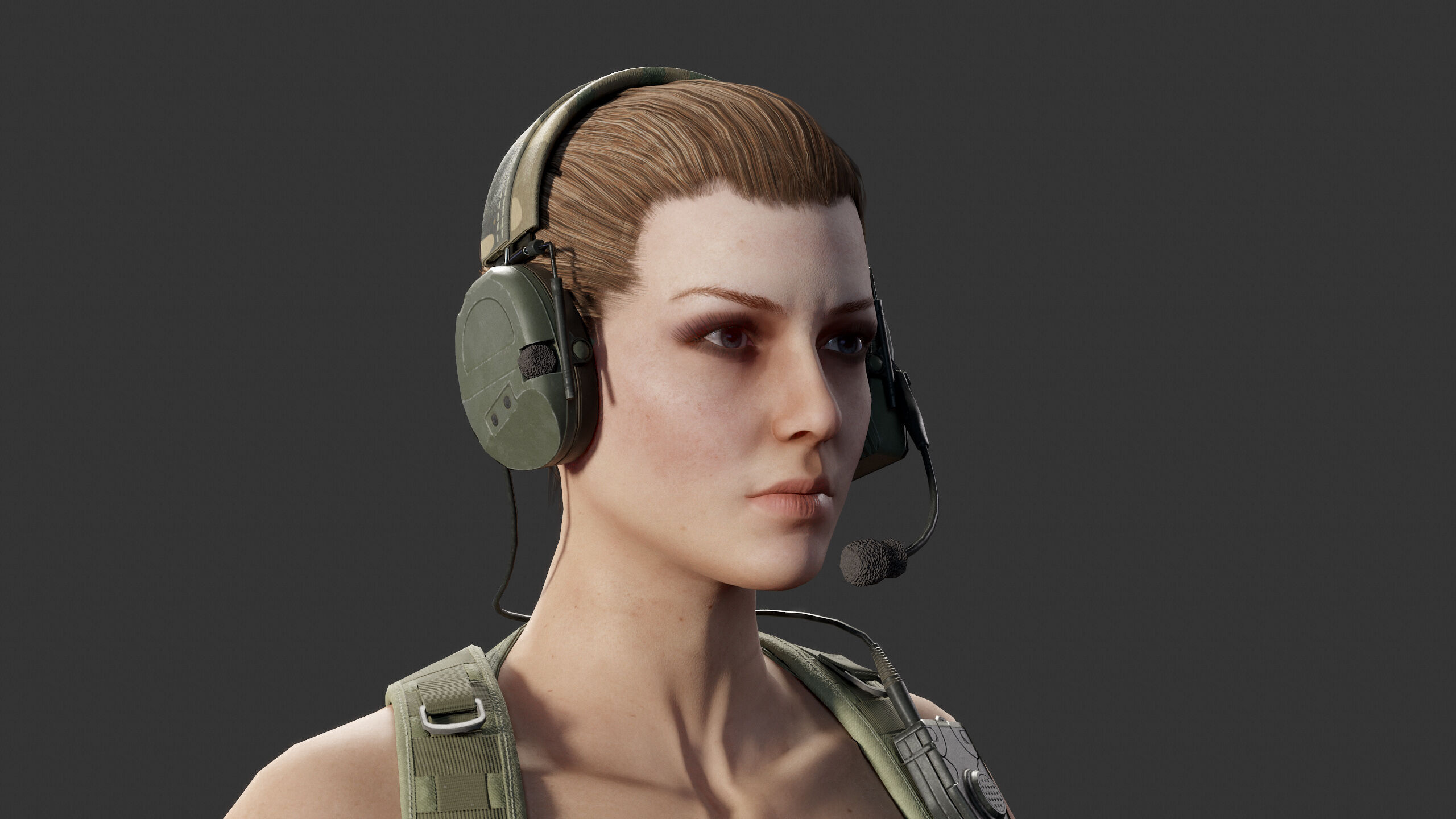 Female Soldier Low-poly 3D model_5